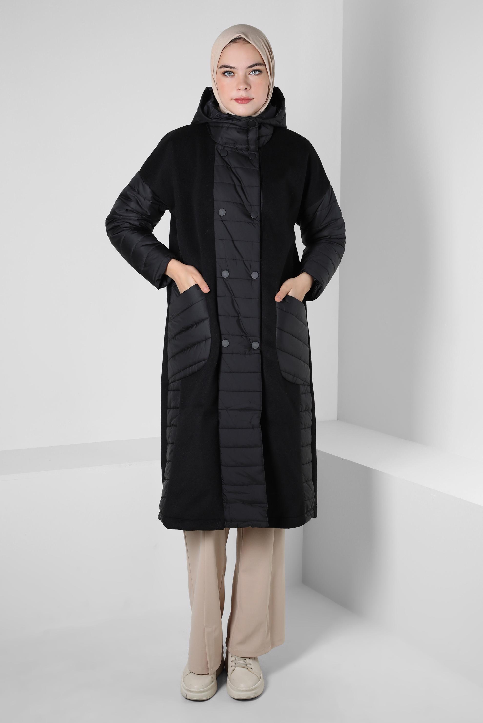 Hijab clothing BLACK HOODED COAT 90429