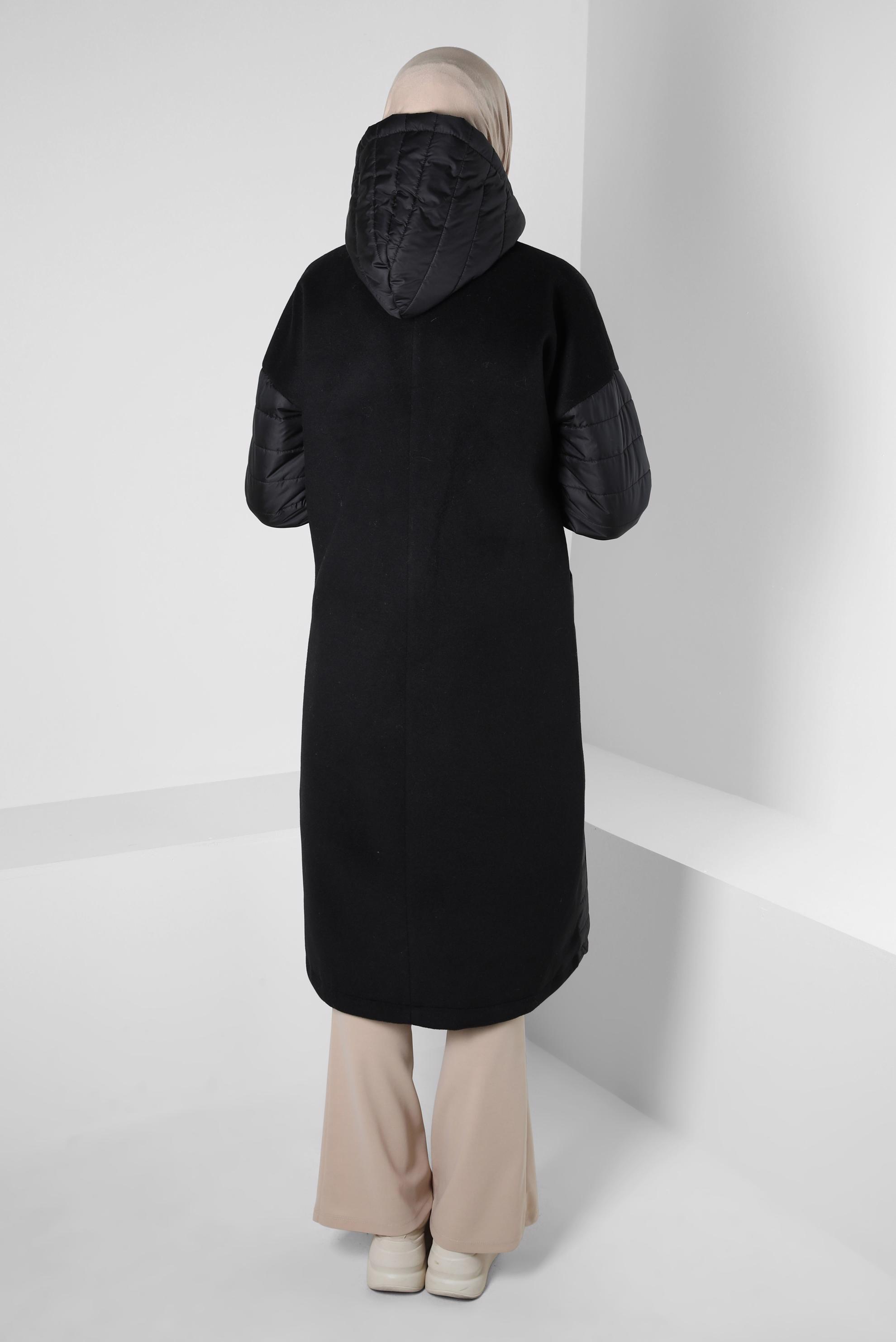 Hijab clothing BLACK HOODED COAT 90429