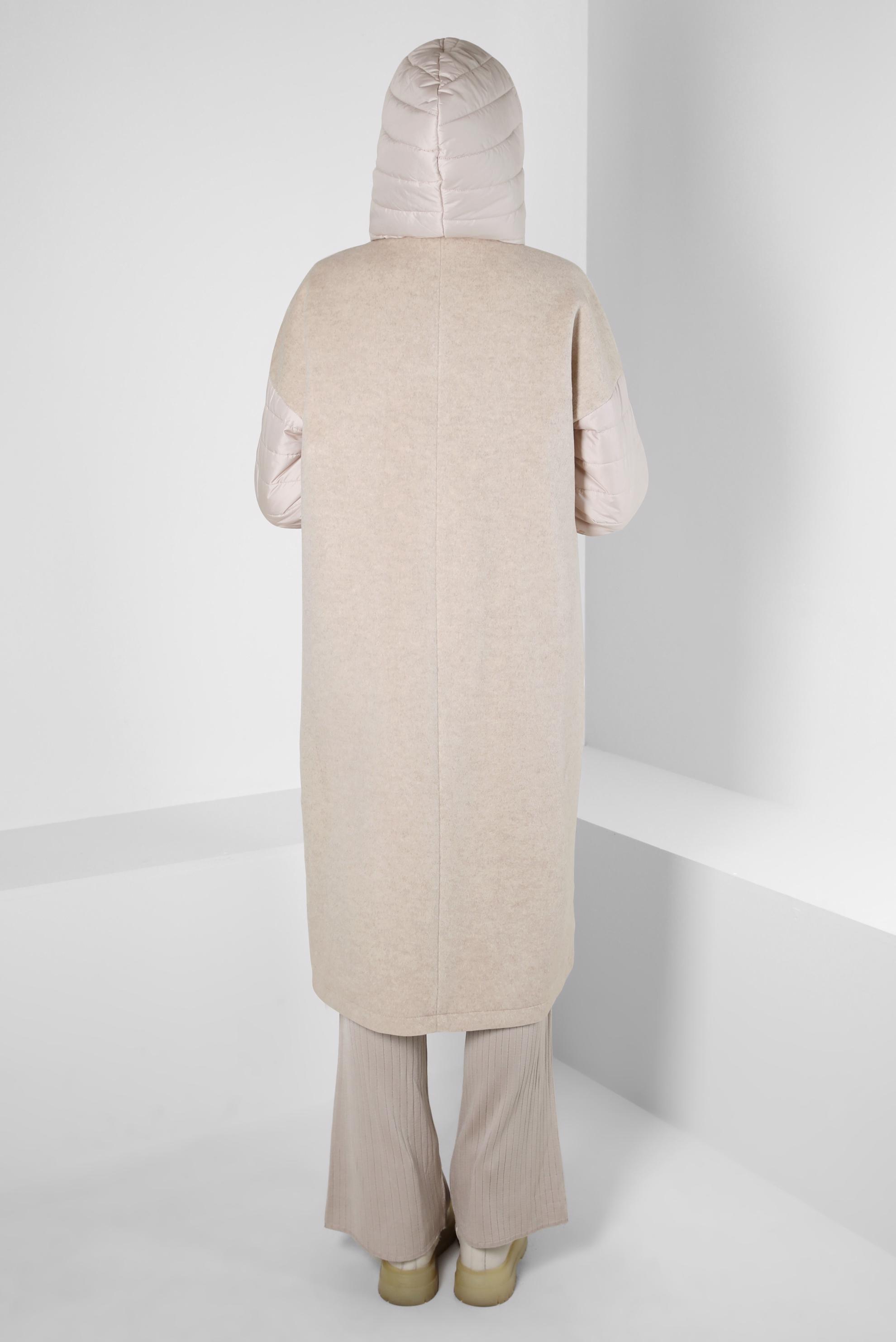 Hijab clothing ECRU HOODED COAT 90429