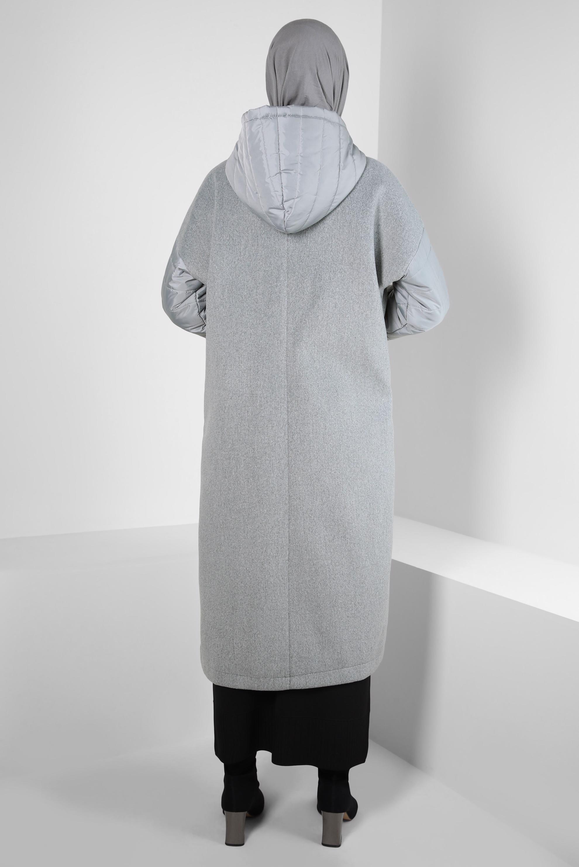 Hijab clothing GREY HOODED COAT 90429