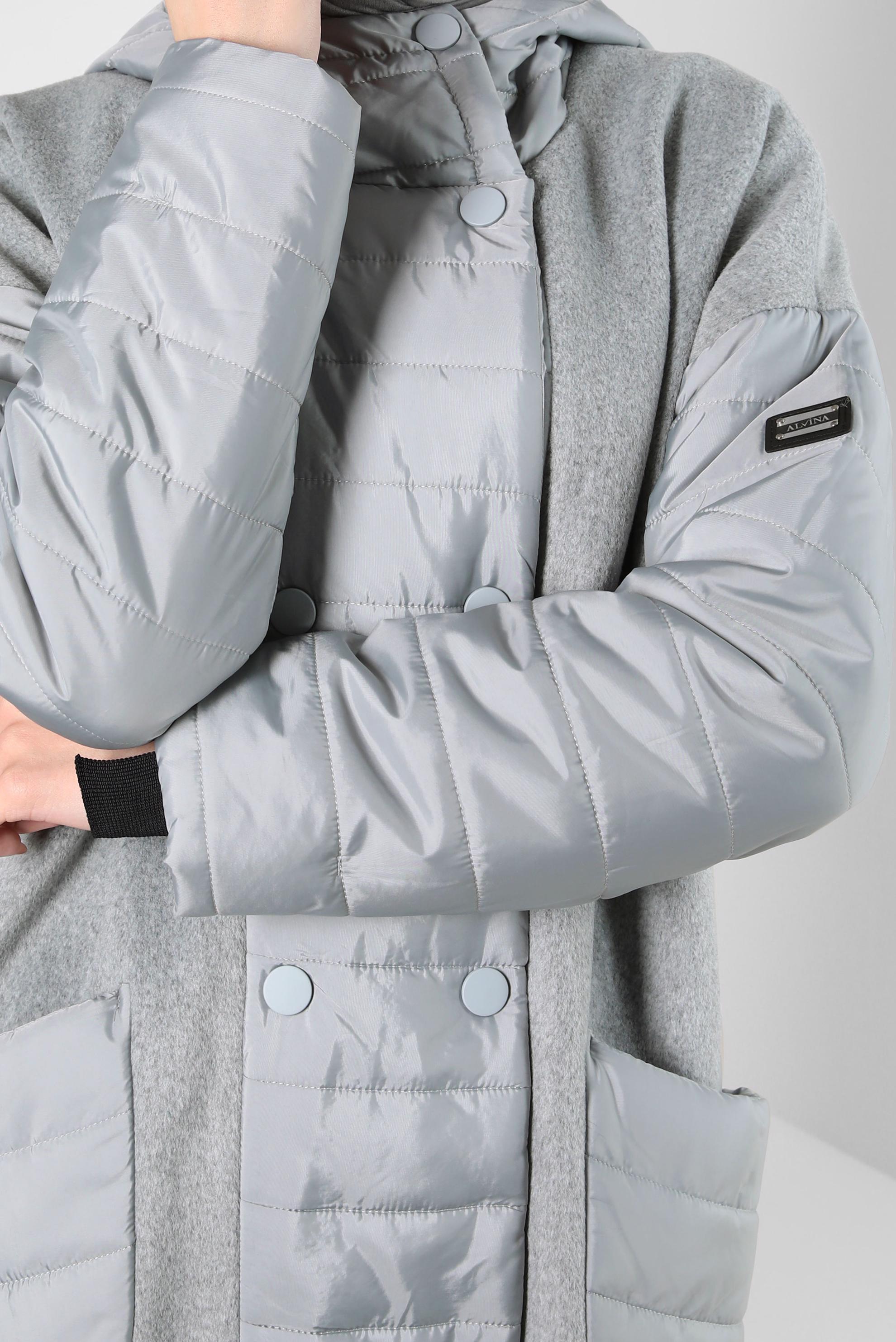 Hijab clothing GREY HOODED COAT 90429