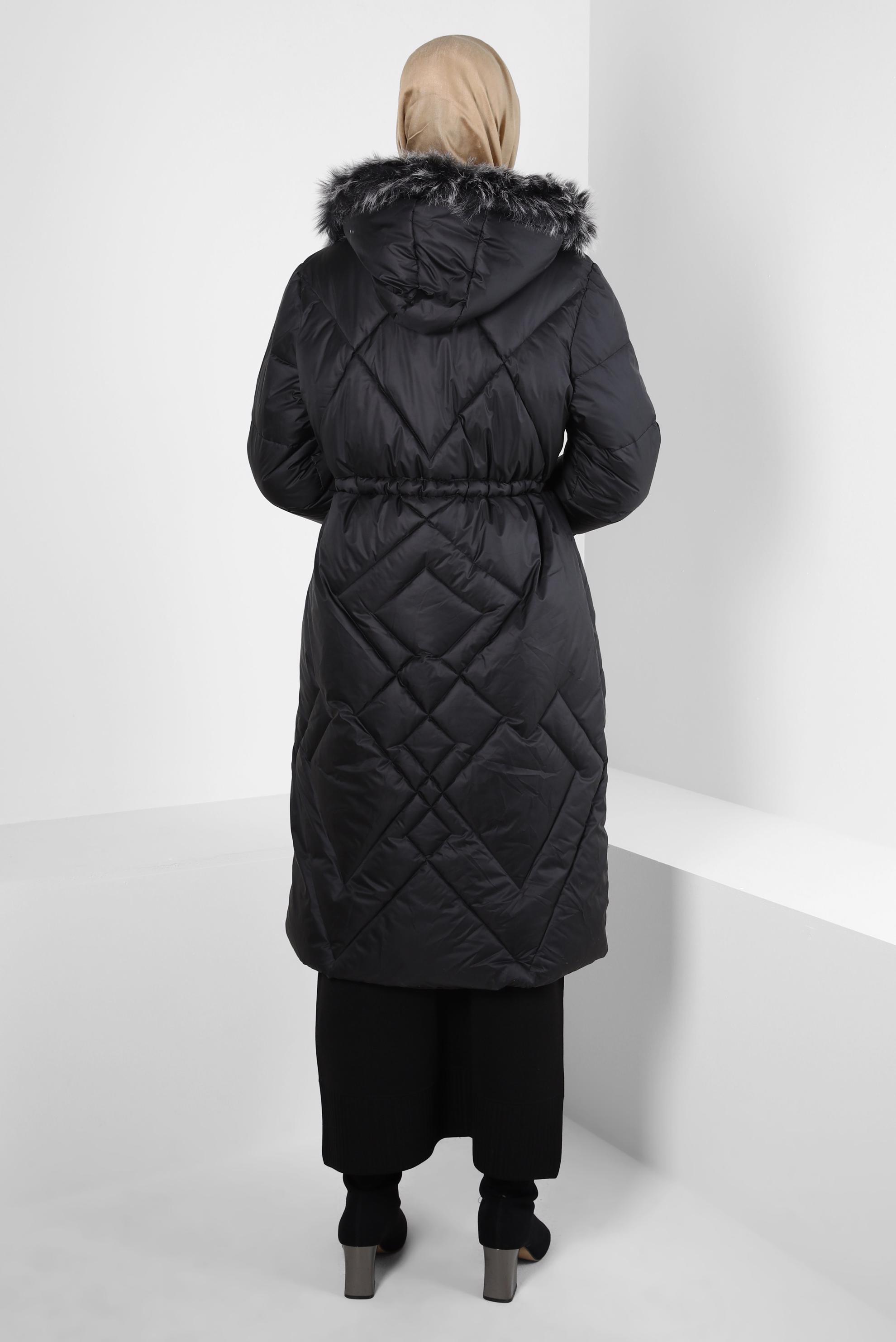 Hijab clothing BLACK HOODED PUFFER COAT 90430