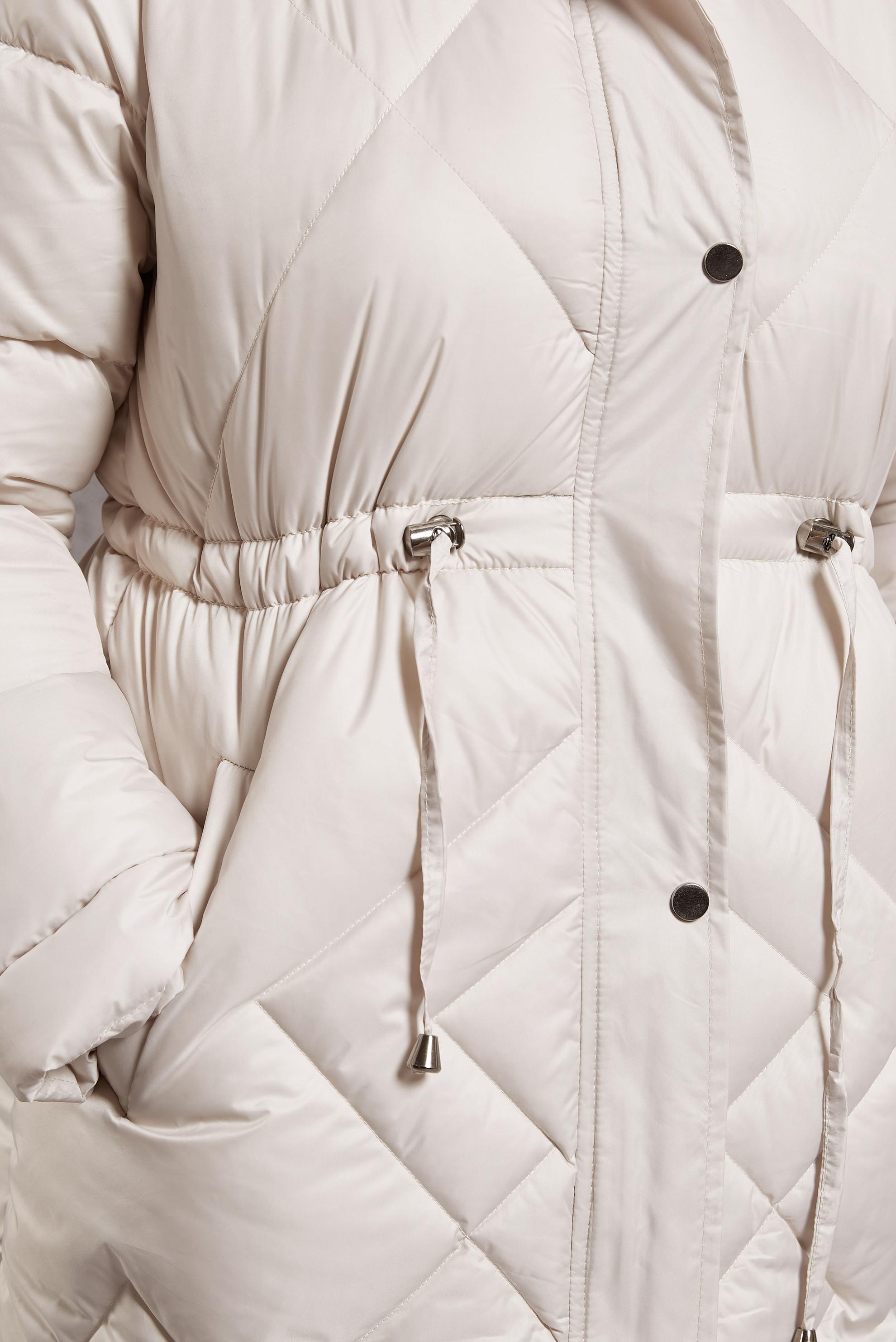 Tesettür giyim BEJ KAPÜŞONLU ŞİŞME KABAN 90430