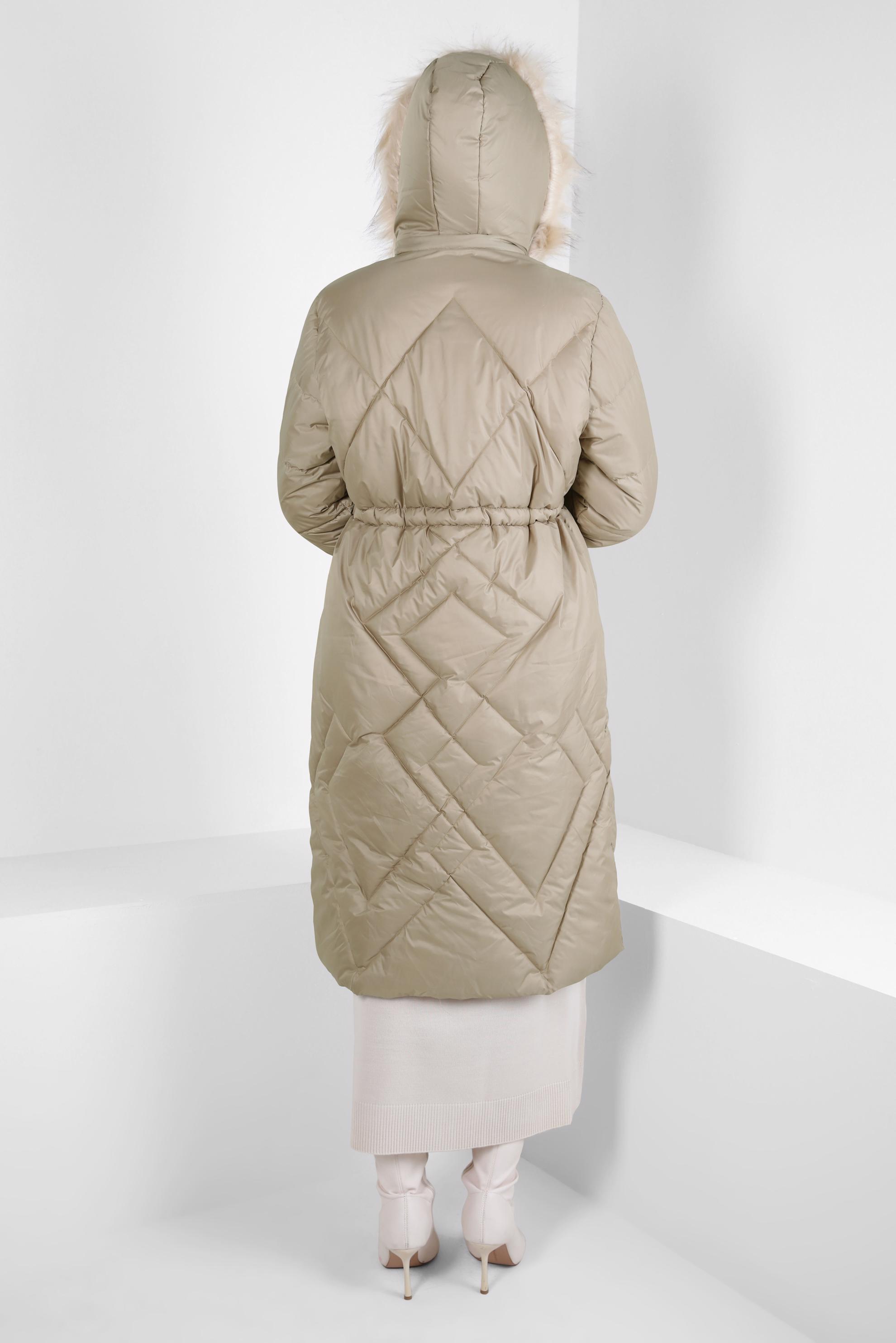 Hijab clothing BROWN HOODED PUFFER COAT 90430