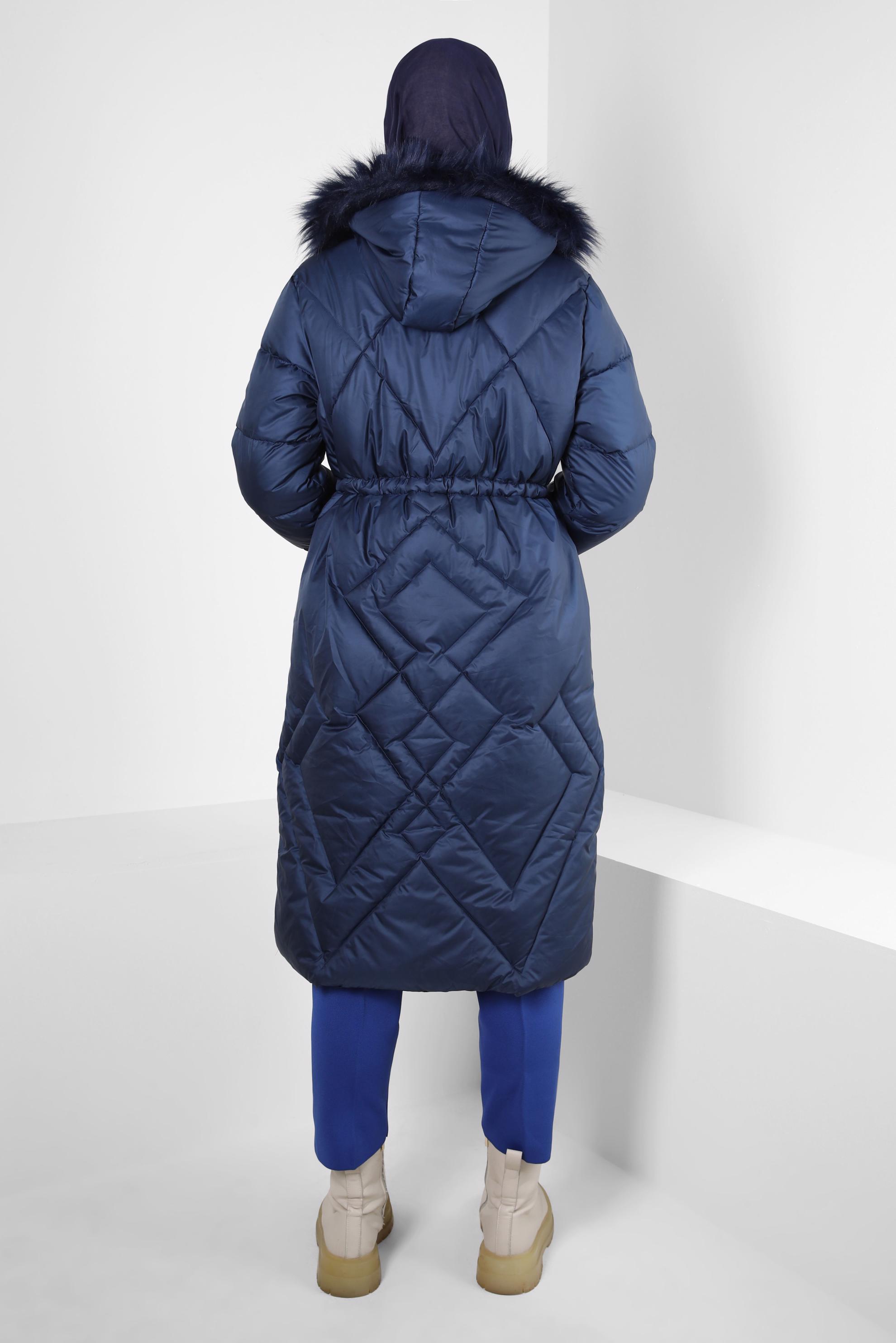 Hijab clothing NAVY BLUE HOODED PUFFER COAT 90430