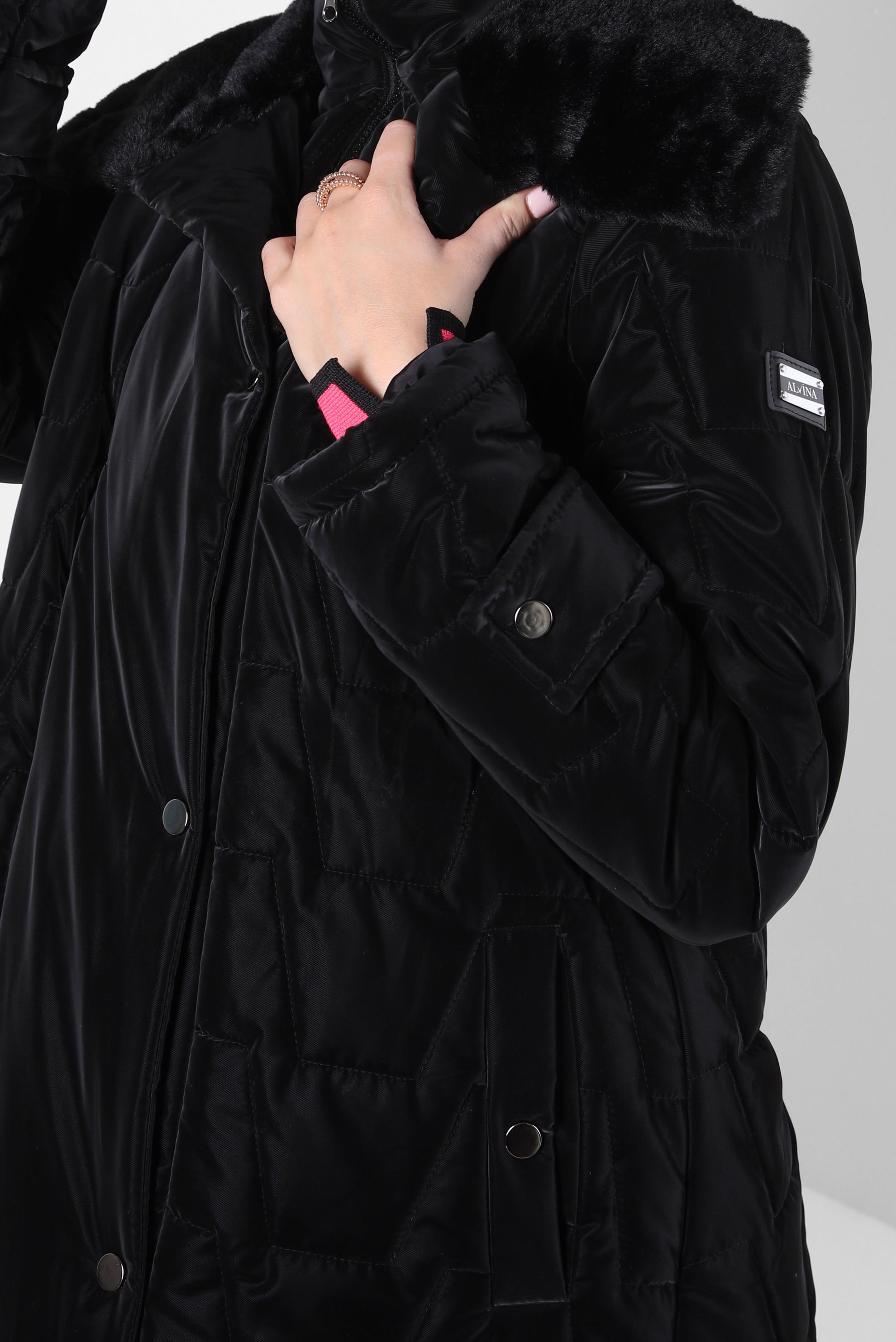 Tesettür giyim SİYAH KÜRK DETAYLI KABAN 90431