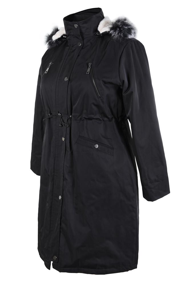 Hijab clothing BLACK HOODED COAT 90436 - ALVİNA