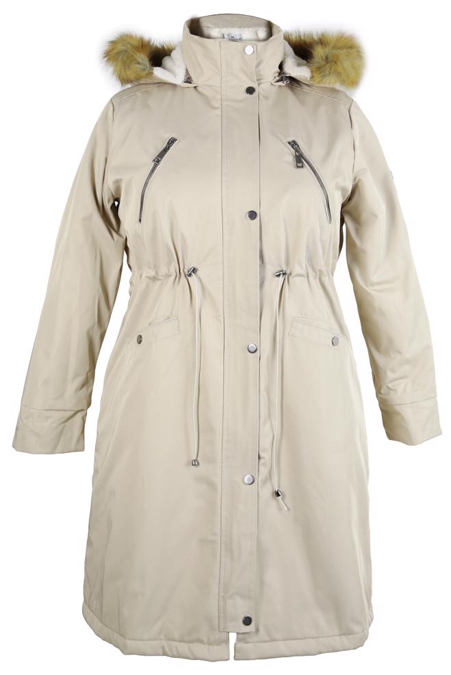 Hijab clothing BEIGE HOODED COAT 90436 - ALVİNA