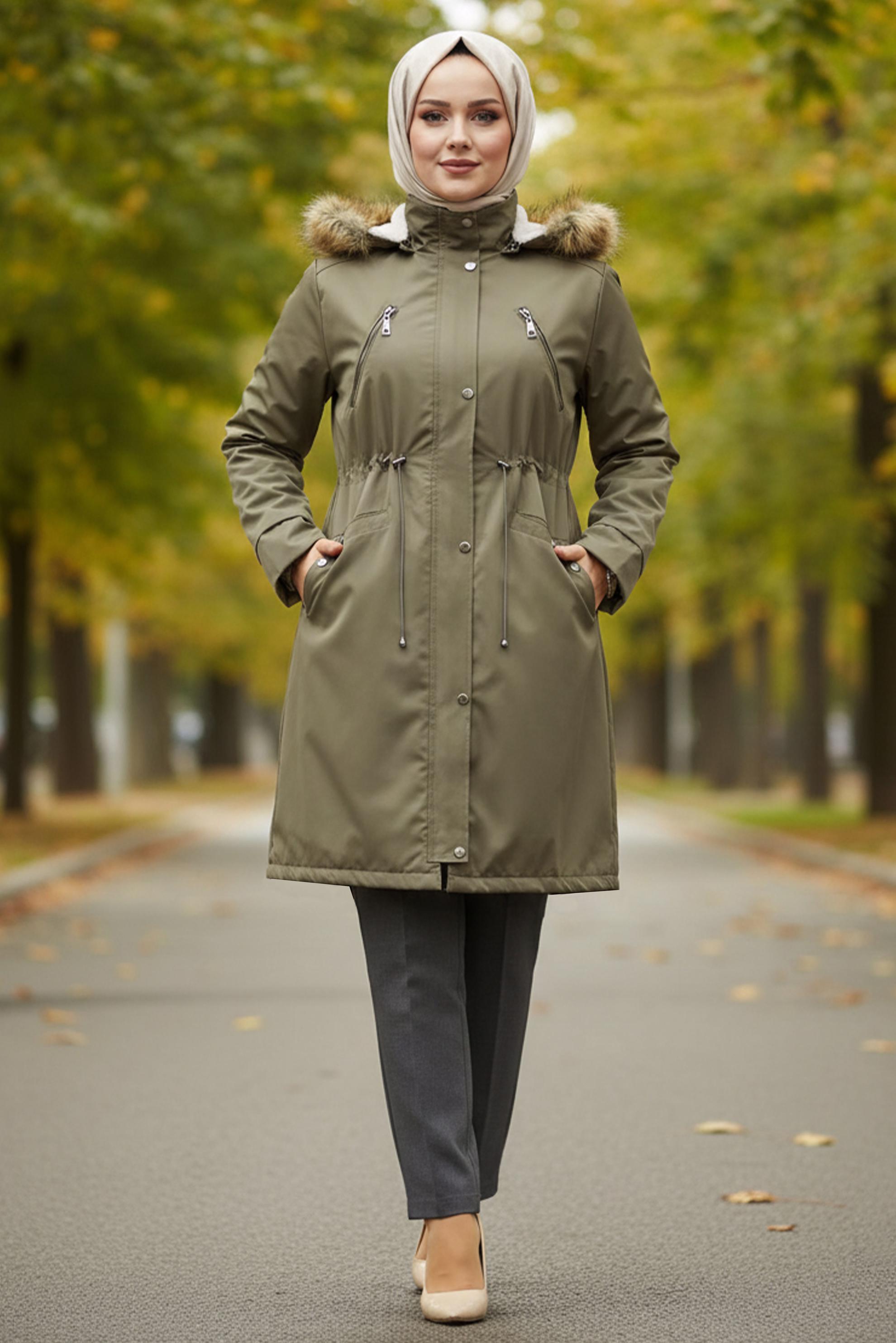 Hijab clothing MINK HOODED COAT 90436