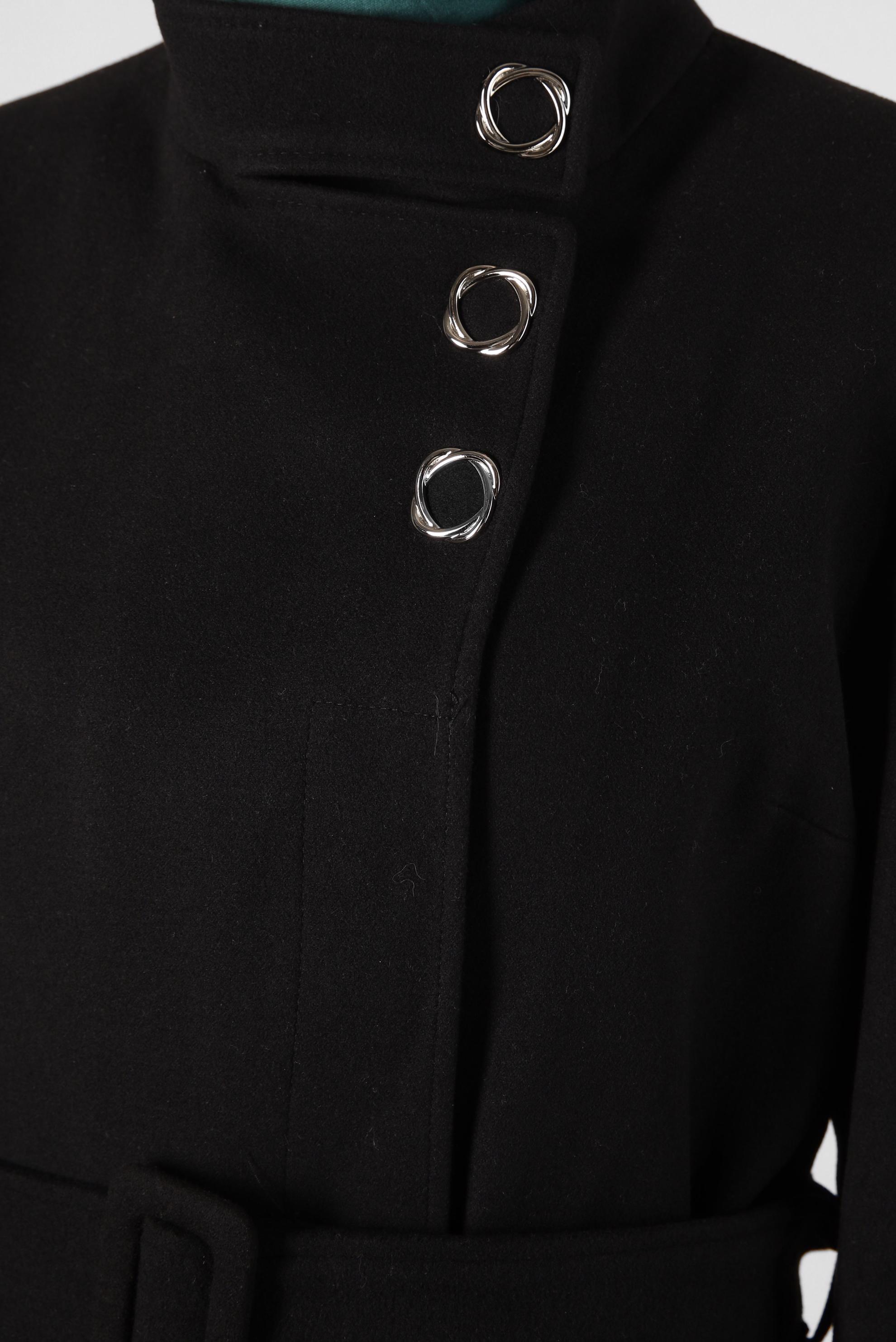 Tesettür giyim SİYAH KEMERLİ KABAN 90437