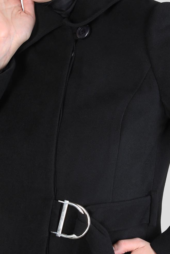 Tesettür giyim SİYAH KEMERLİ KABAN 90443 - ALVİNA