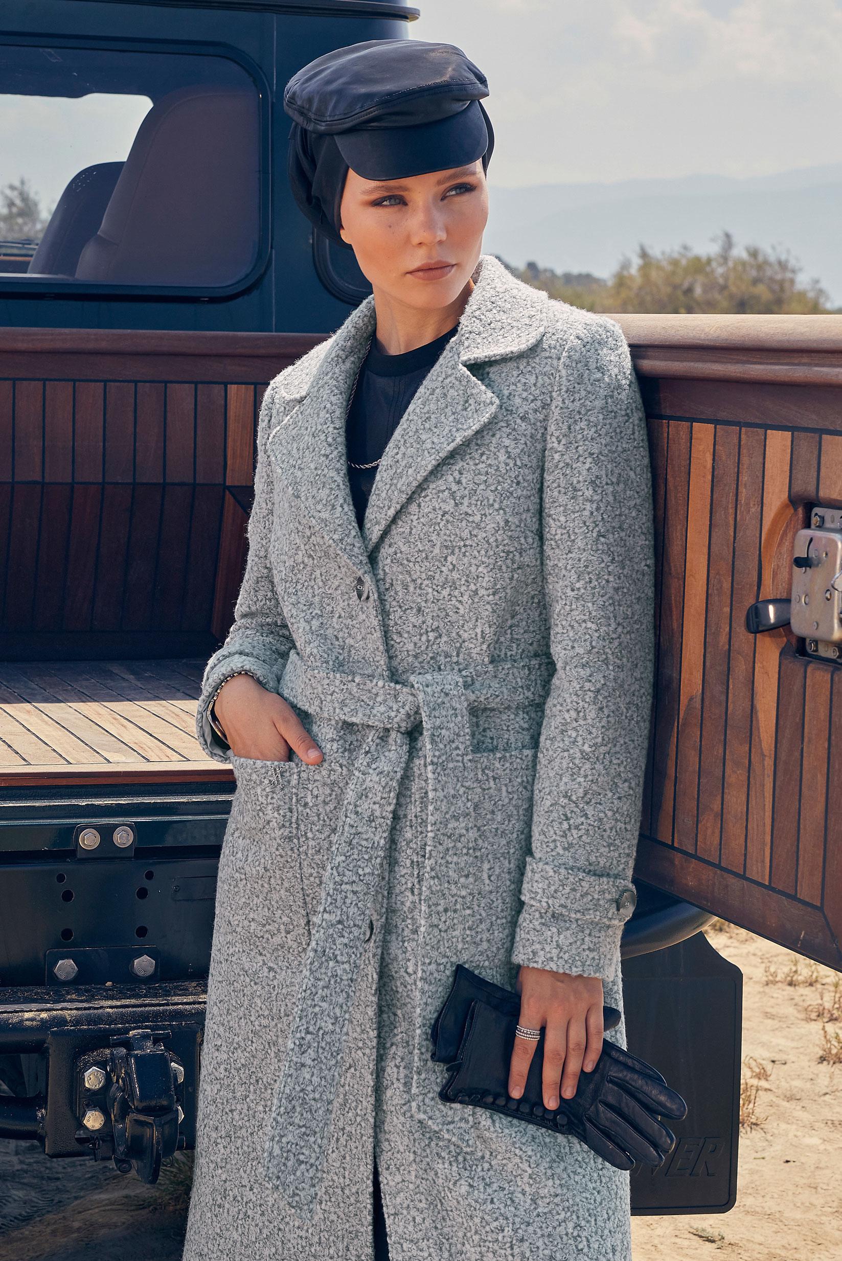 Vêtements hijab GRIS MANTEAU CEINTURE 90444