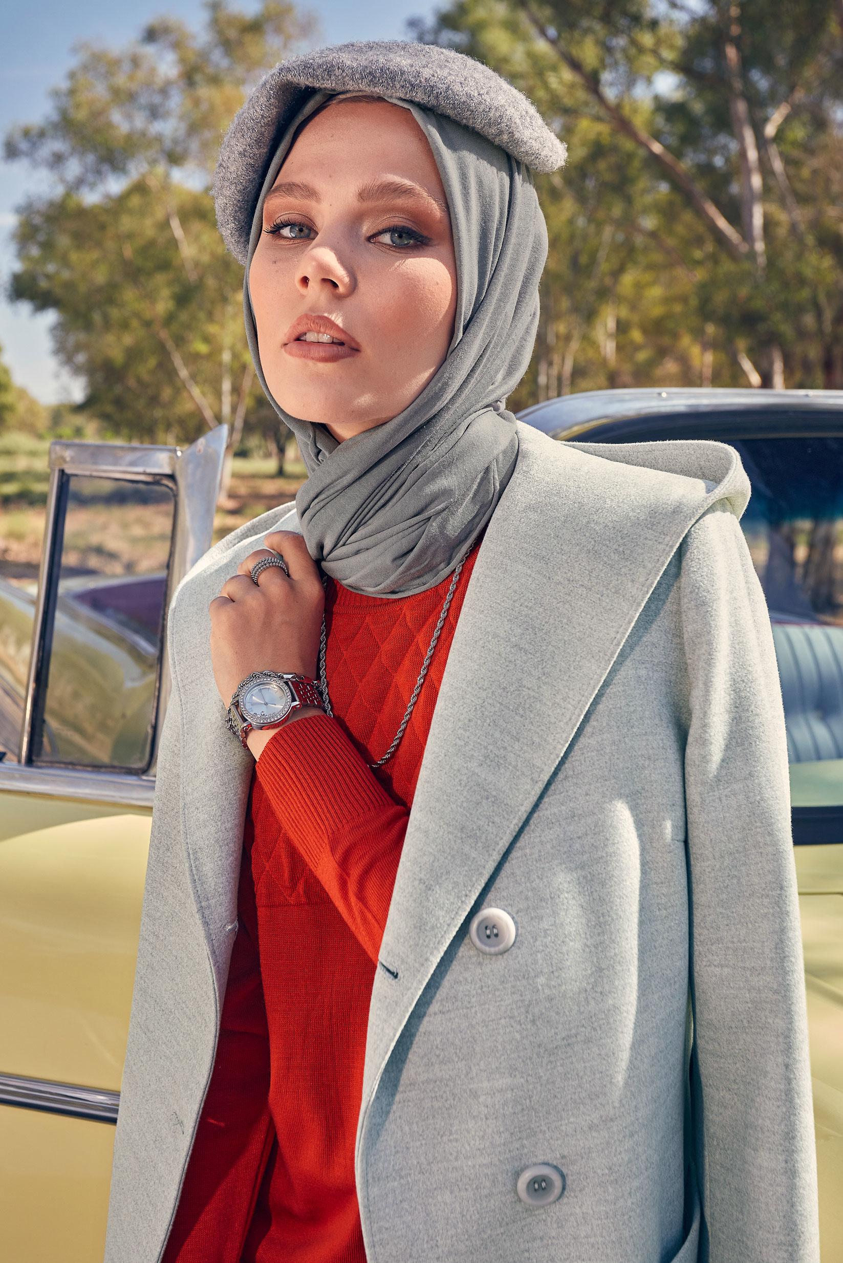 Tesettür giyim GÜMÜŞ KUŞAKLI KABAN 90445