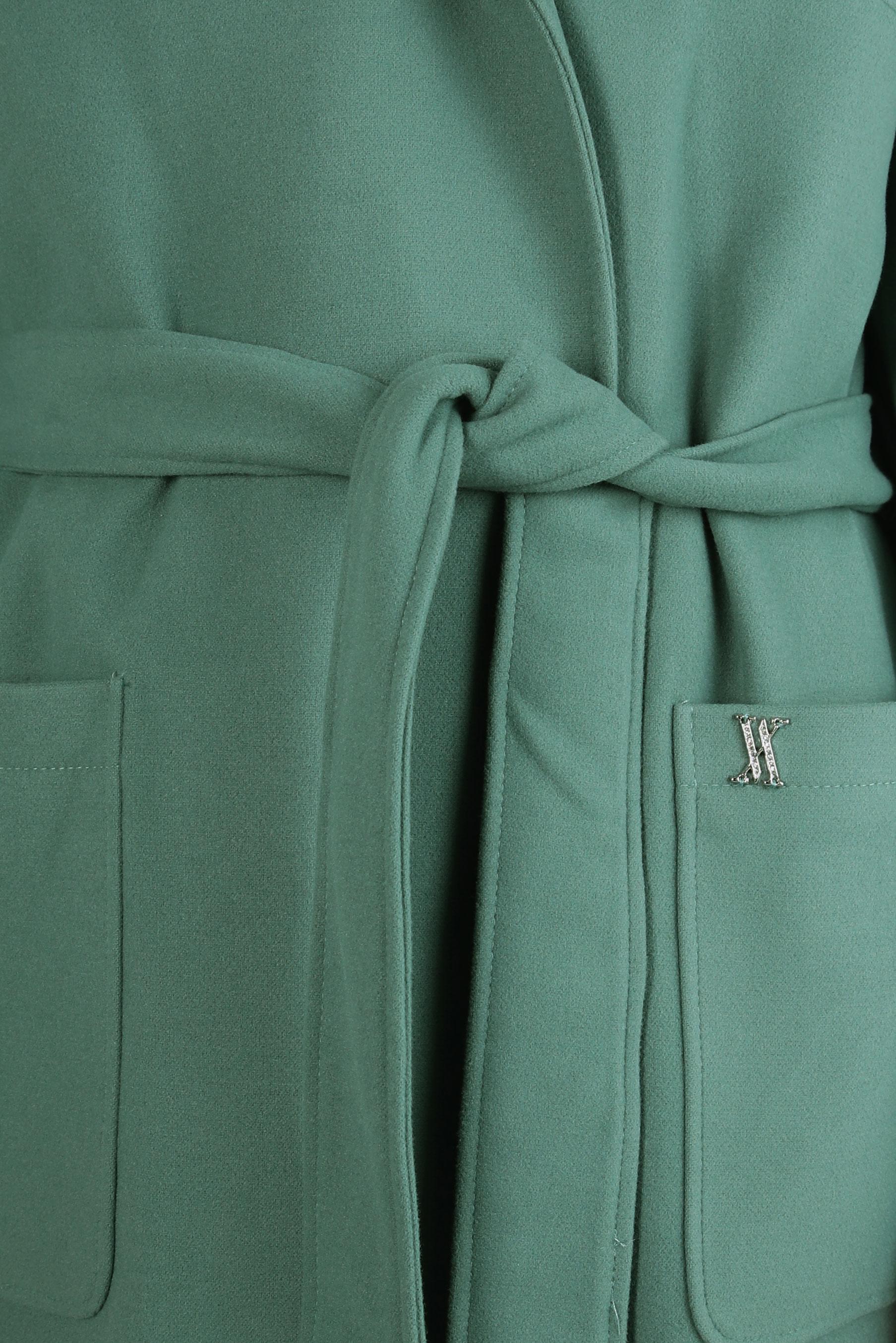 Tesettür giyim YEŞİL KUŞAKLI KABAN 90445