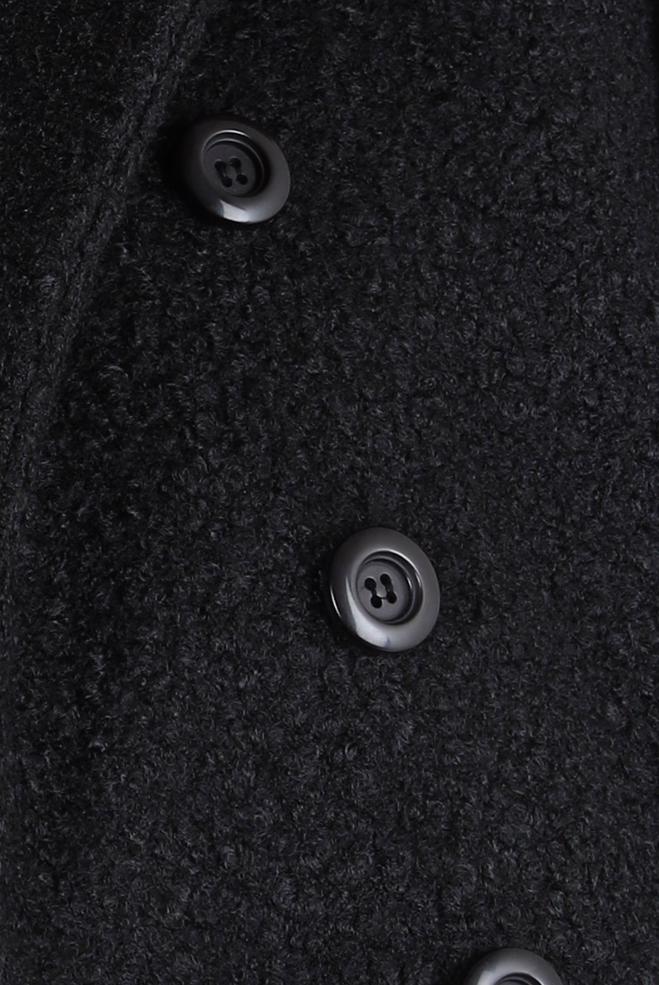 Tesettür giyim SİYAH YAKA DETAYLI KUŞAKLI KABAN 90446 - ALVİNA