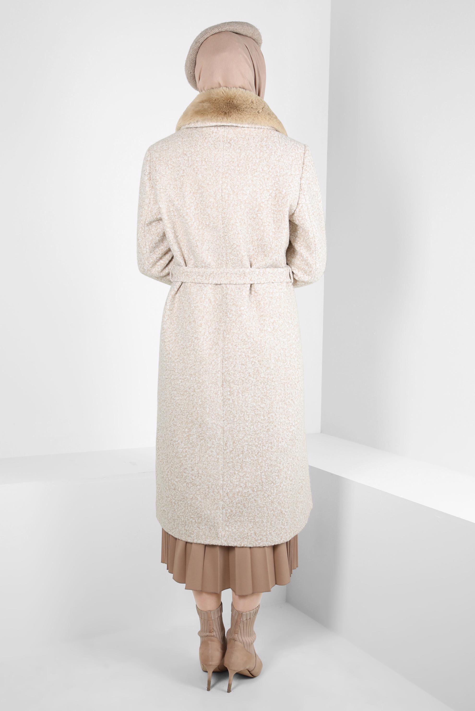 Vêtements hijab BEIGE MANTEAU CEINTURE 90446