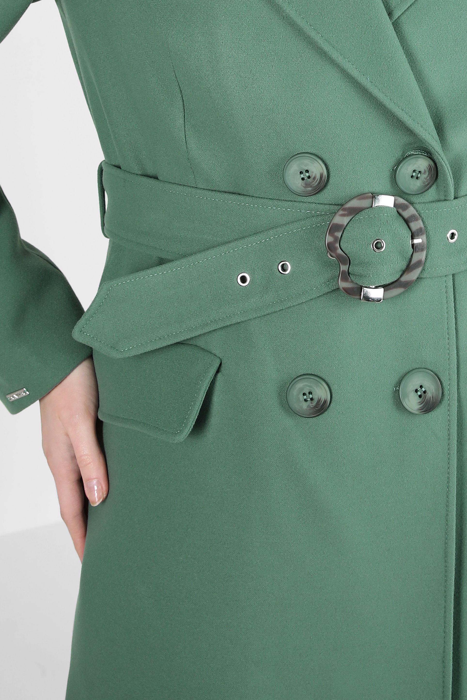 Tesettür giyim YEŞİL KEMERLİ KRUVAZE YAKA KABAN 90448