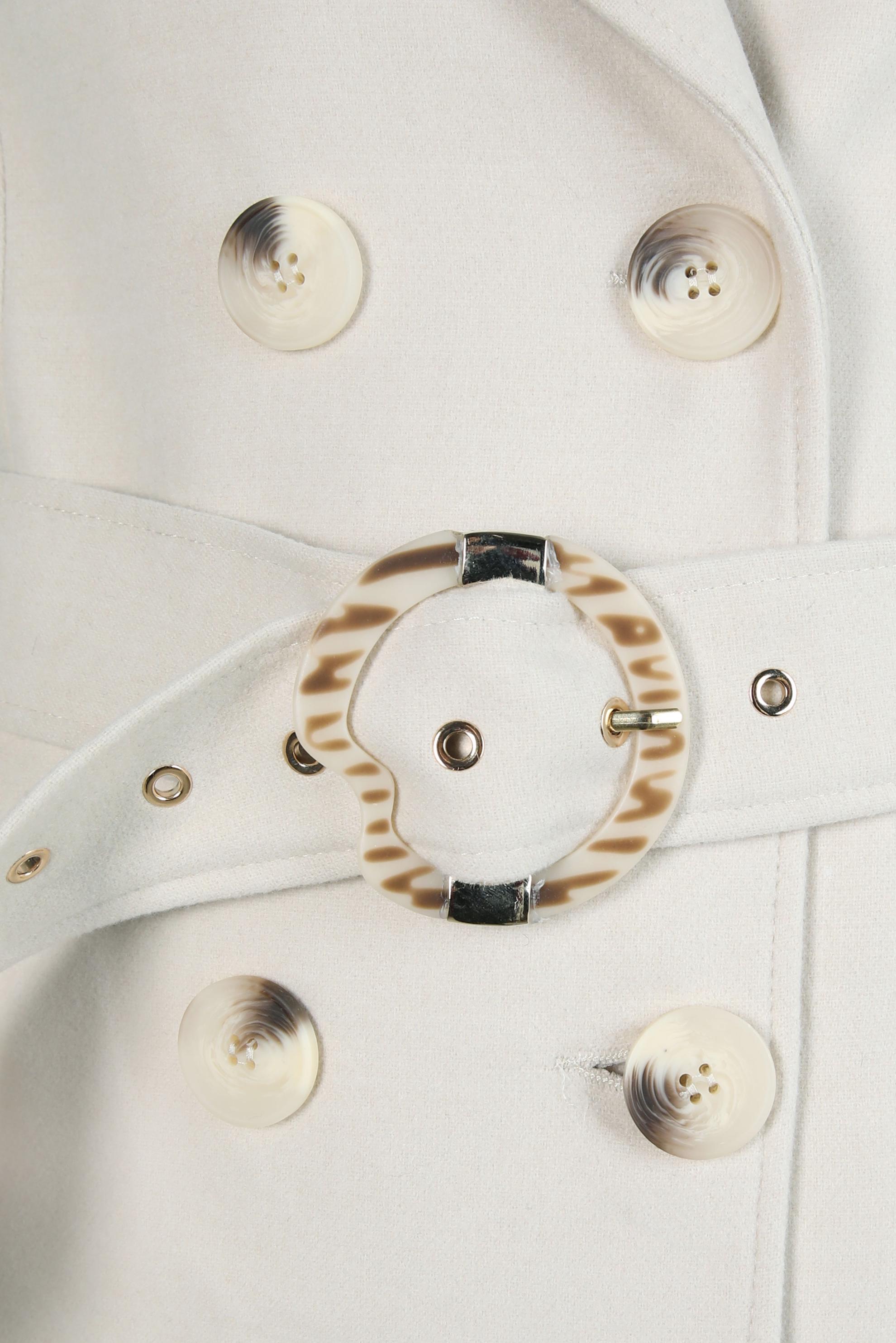 Tesettür giyim EKRU KEMERLİ KRUVAZE YAKA KABAN 90448