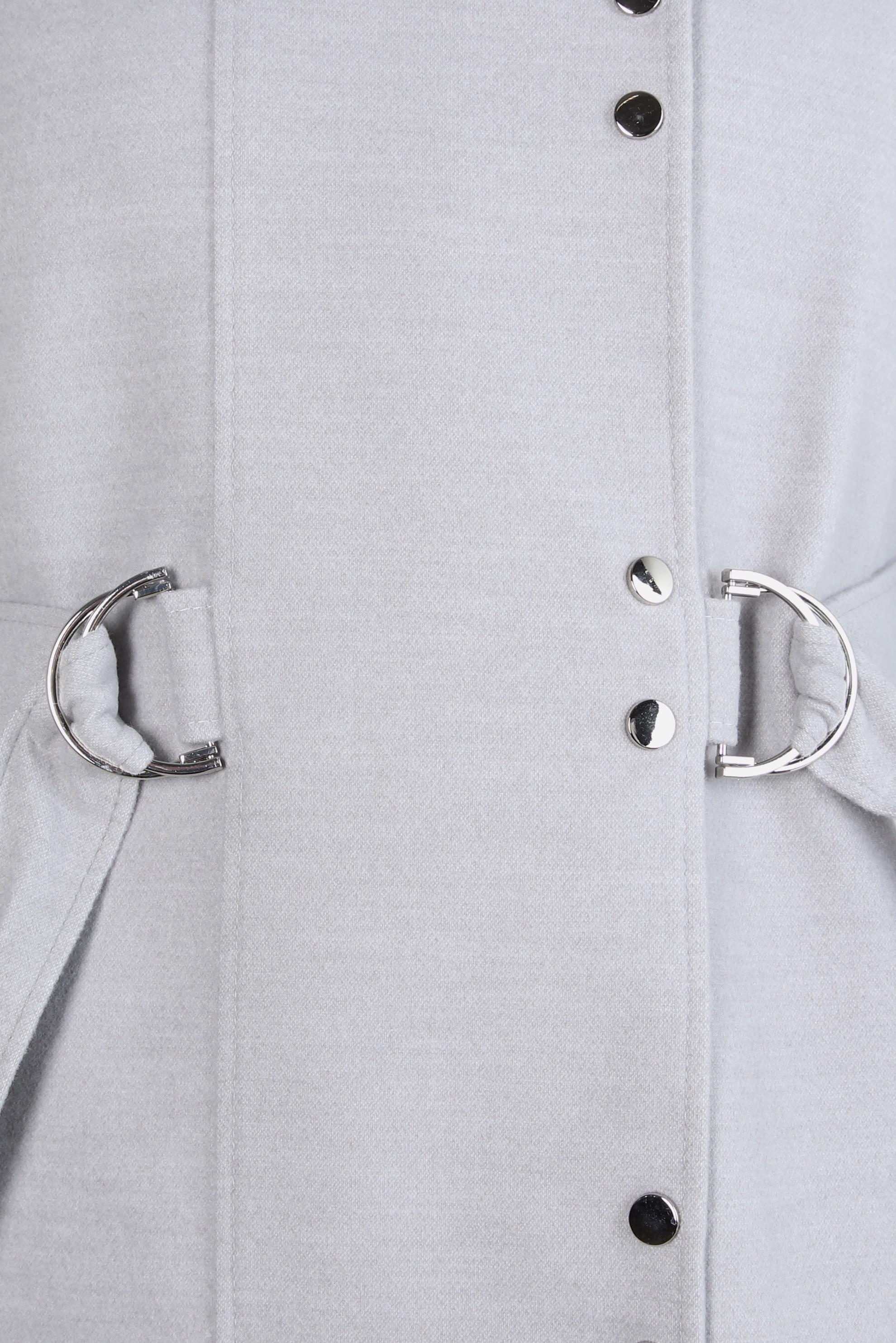 Tesettür giyim GRİ KUŞAKLI ÇITÇITLI KABAN 90449