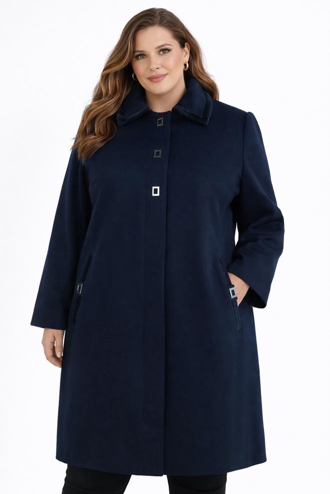 Vêtements hijab BLEU MARINE CABAN AVEC DÉTAIL ACCESSOIRE 90451 - ALVİNA