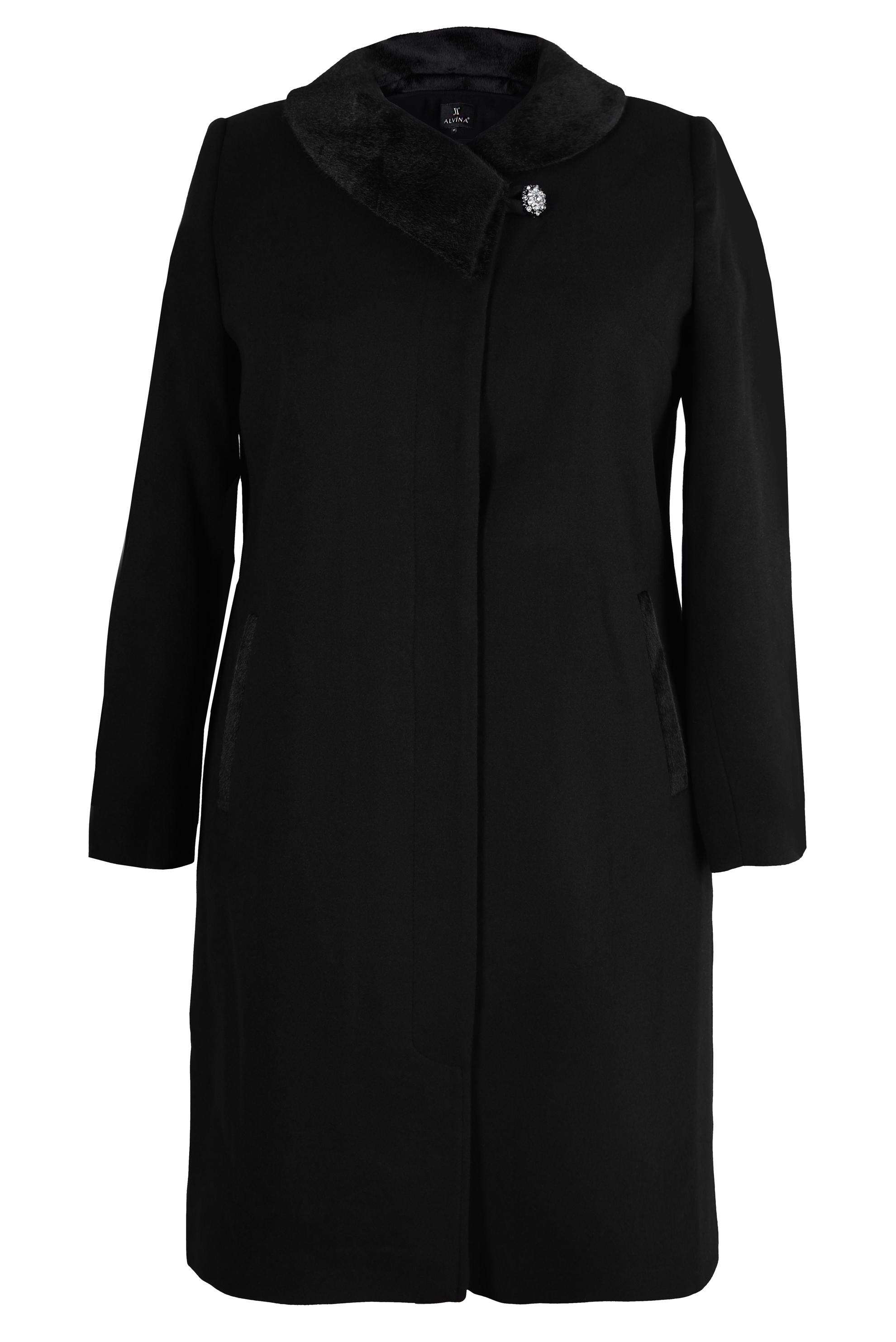 Tesettür giyim SİYAH KÜRK DETAYLI KABAN 90452