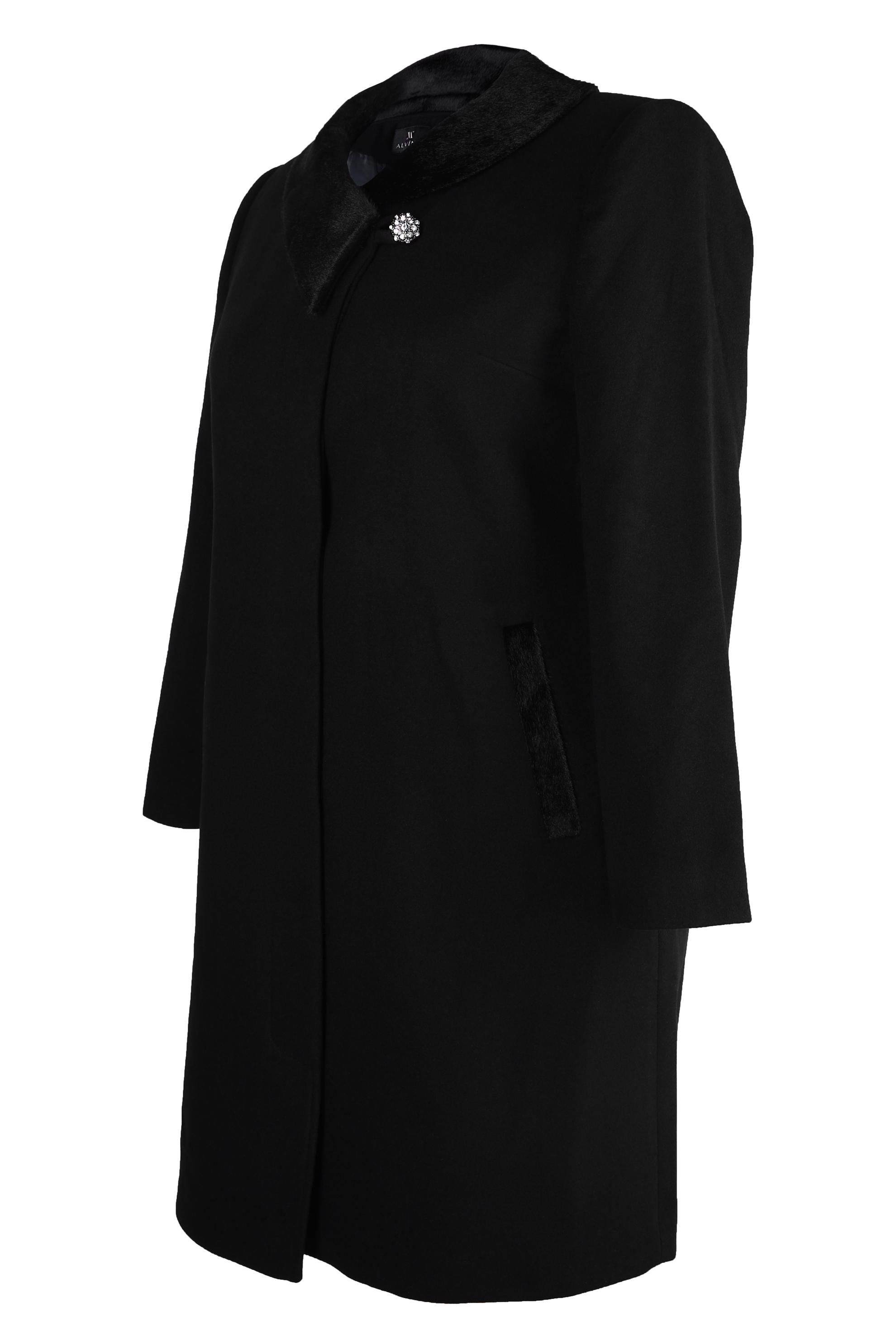 Tesettür giyim SİYAH KÜRK DETAYLI KABAN 90452