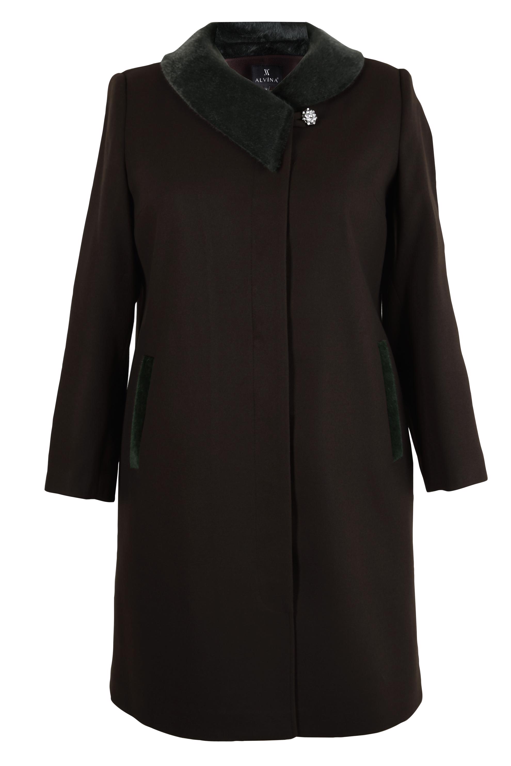 Tesettür giyim KAHVE KÜRK DETAYLI KABAN 90452