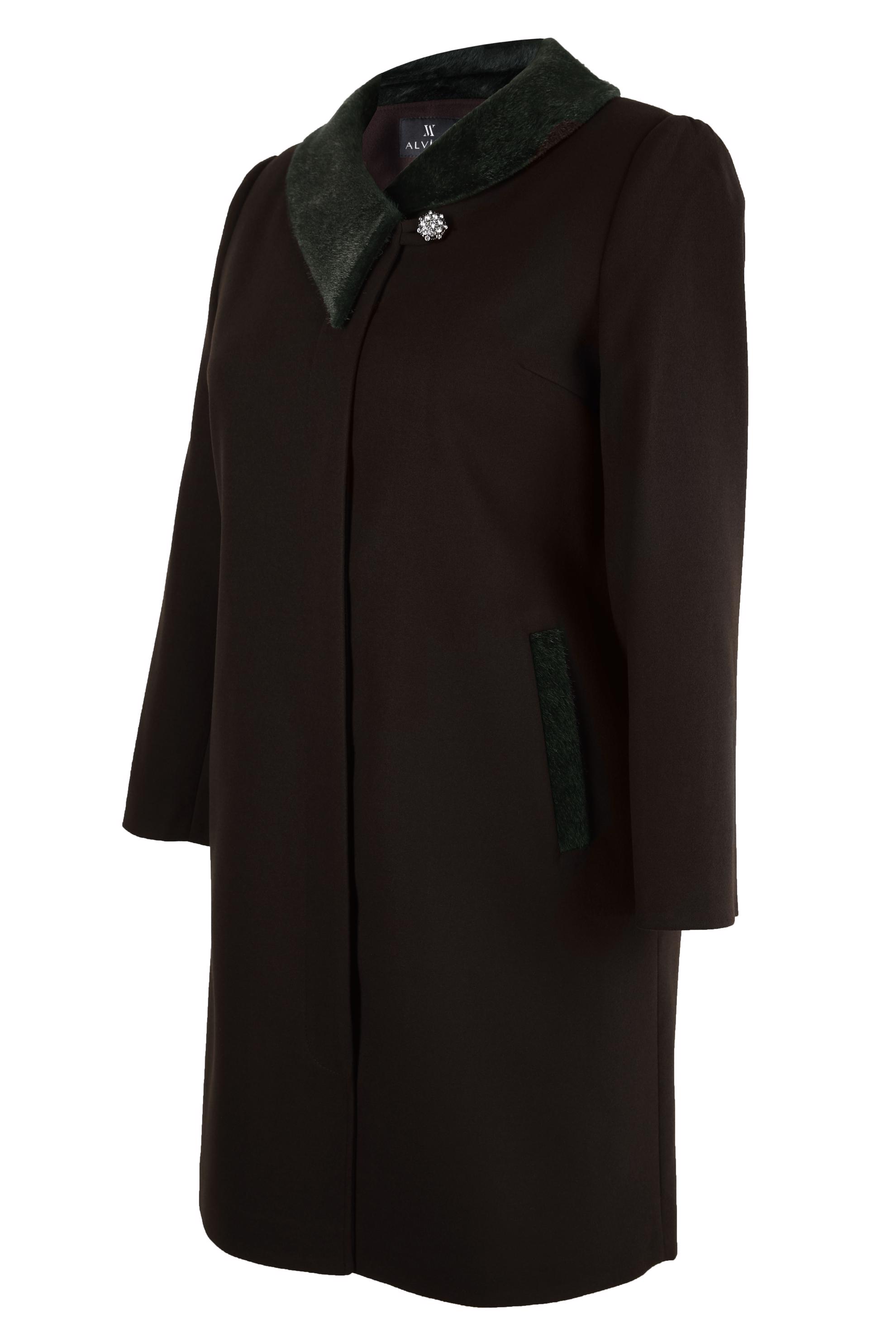 Tesettür giyim KAHVE KÜRK DETAYLI KABAN 90452