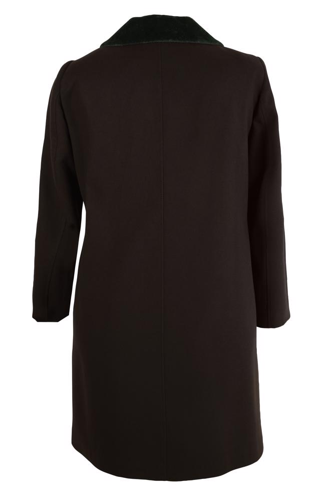 Tesettür giyim KAHVE KÜRK DETAYLI KABAN 90452 - ALVİNA