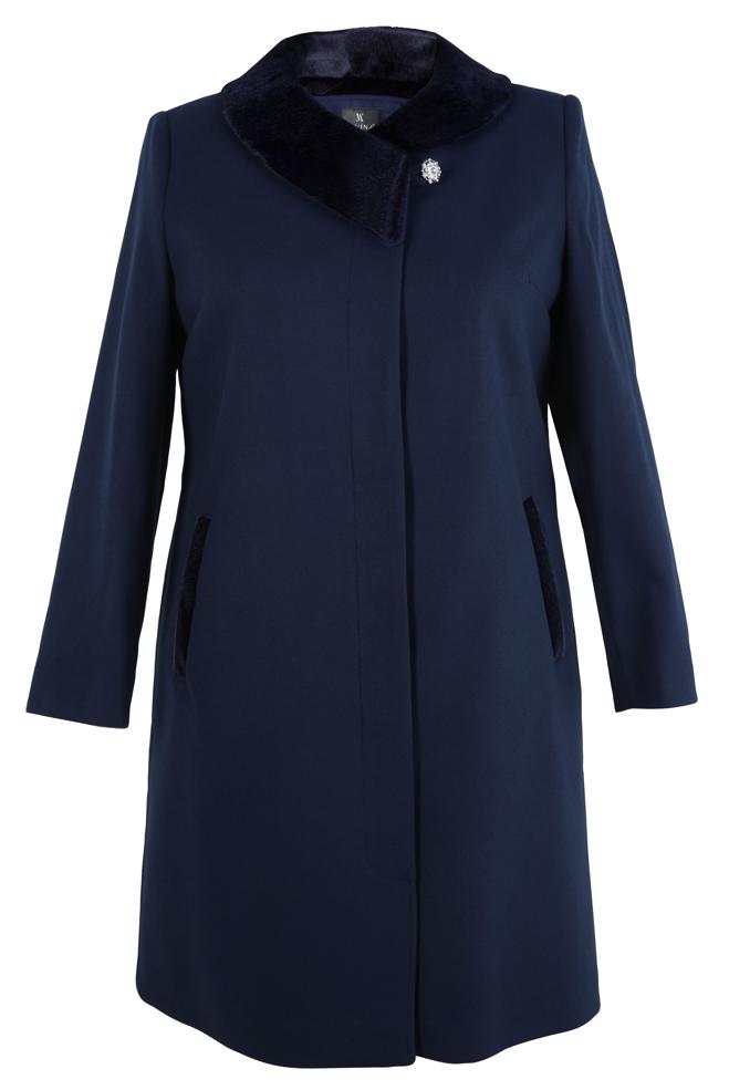 Tesettür giyim LACİVERT KÜRK DETAYLI KABAN 90452 - ALVİNA