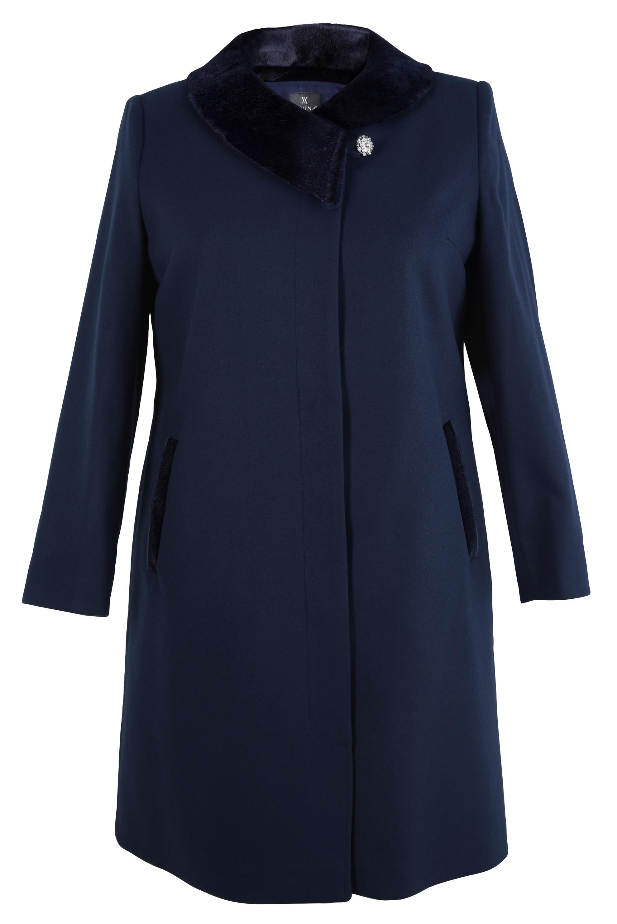 Tesettür giyim LACİVERT KÜRK DETAYLI KABAN 90452