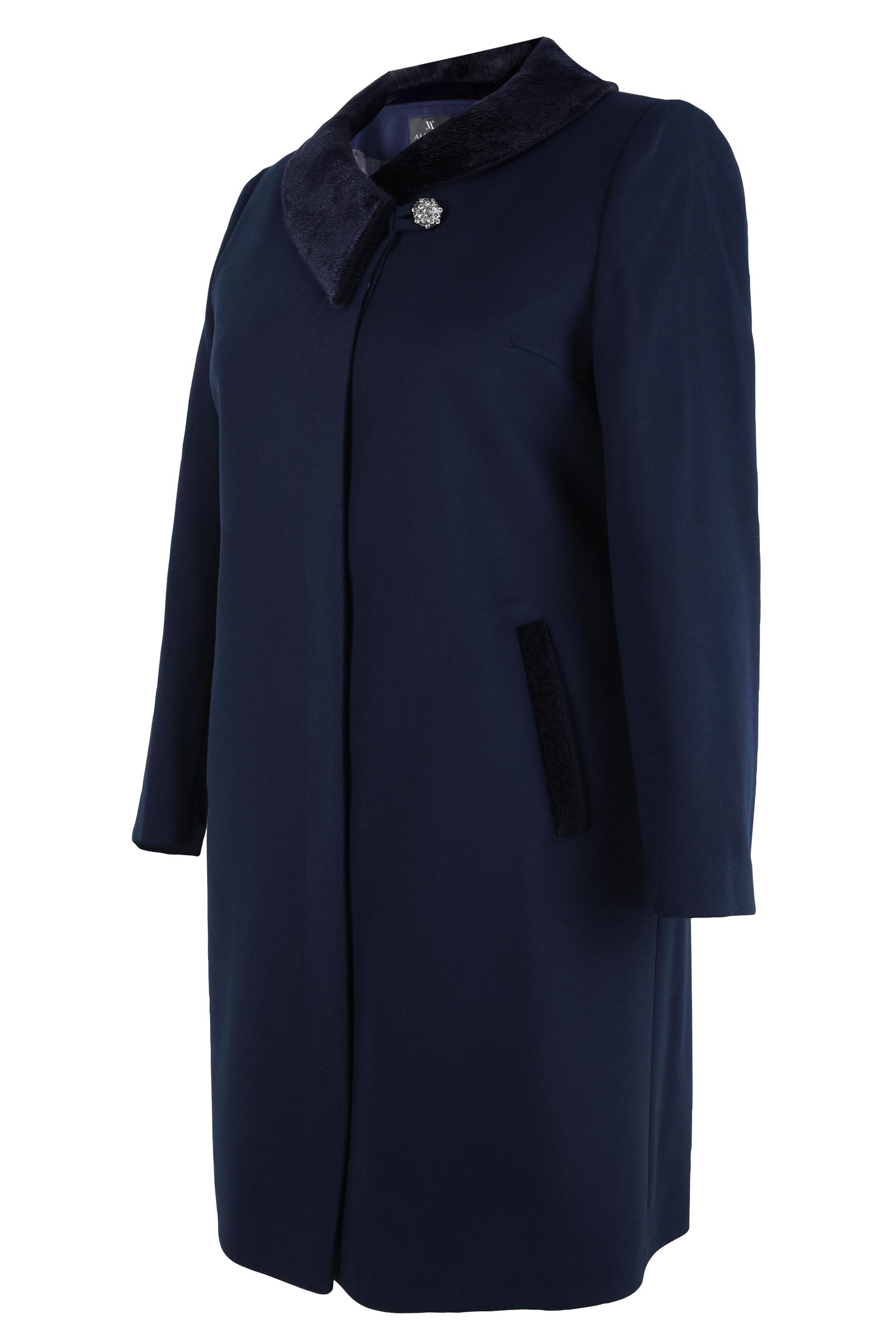 Tesettür giyim LACİVERT KÜRK DETAYLI KABAN 90452