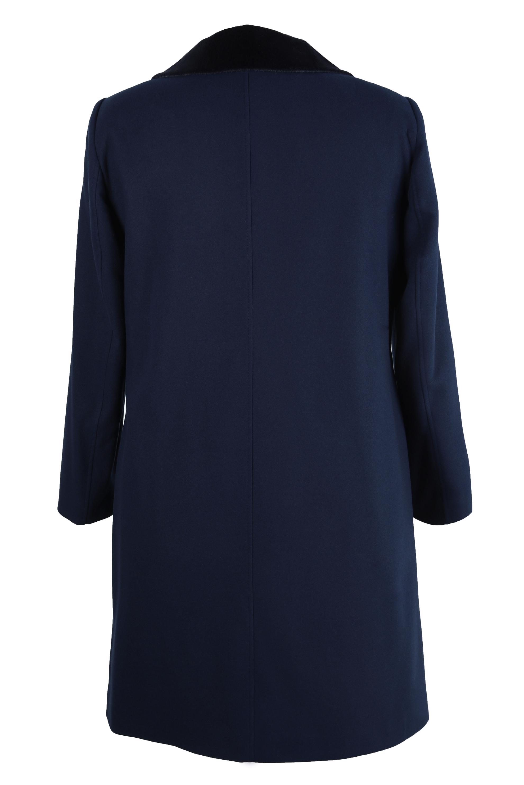 Tesettür giyim LACİVERT KÜRK DETAYLI KABAN 90452