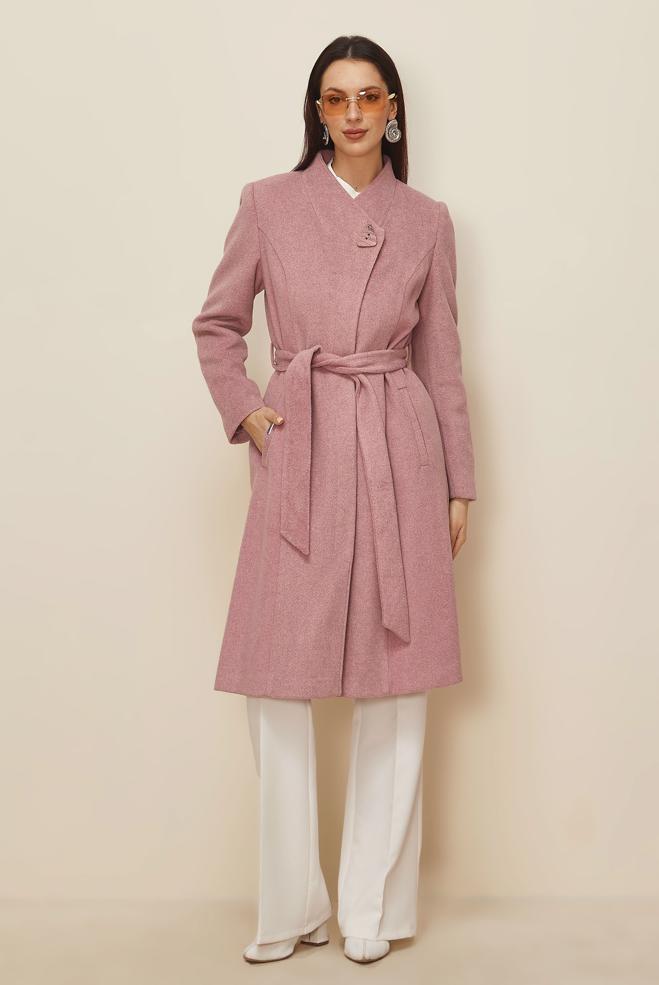 Hijab clothing POWDER BELTED COAT 90453 - ALVİNA