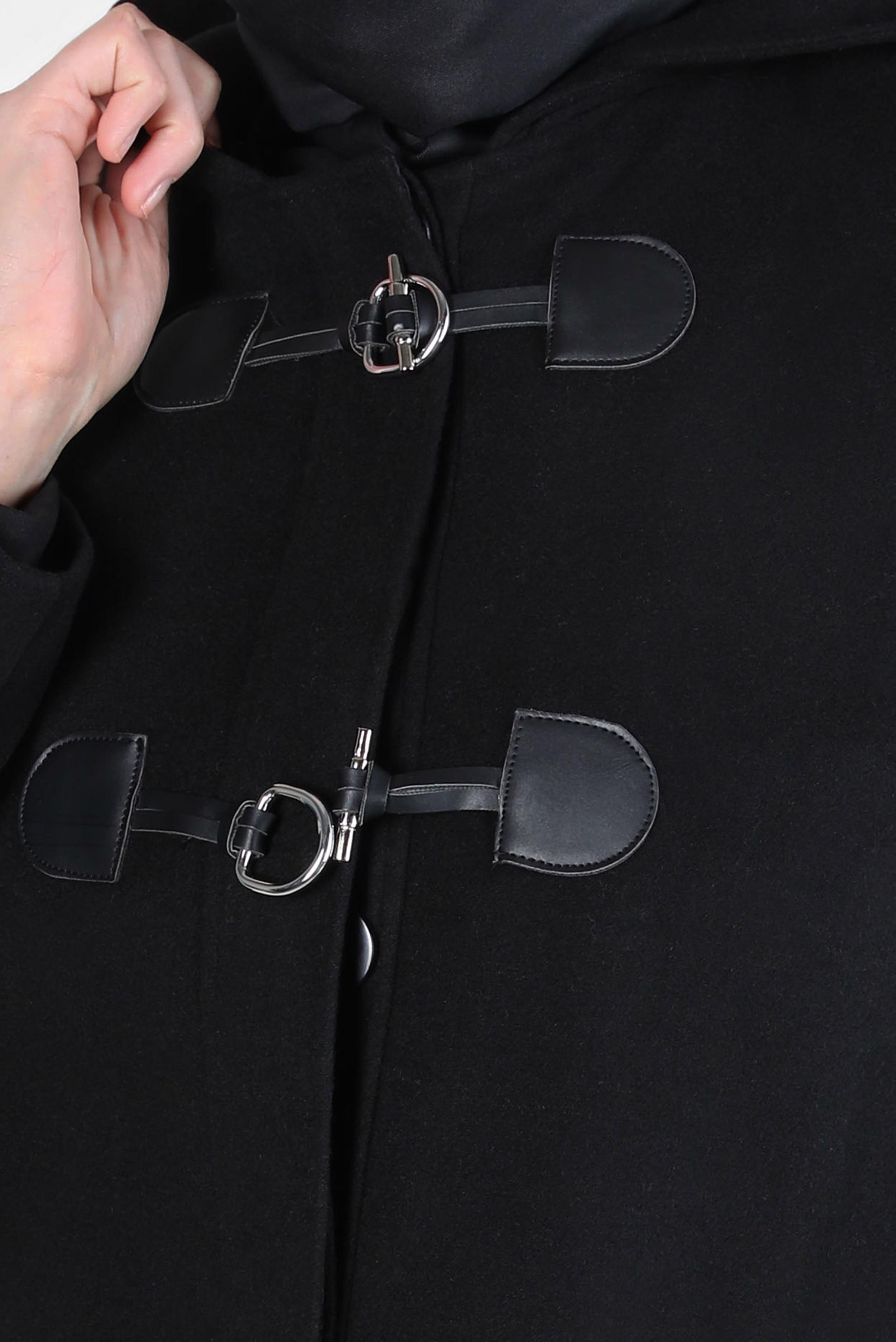 Tesettür giyim SİYAH KAPÜŞONLU KABAN 90455