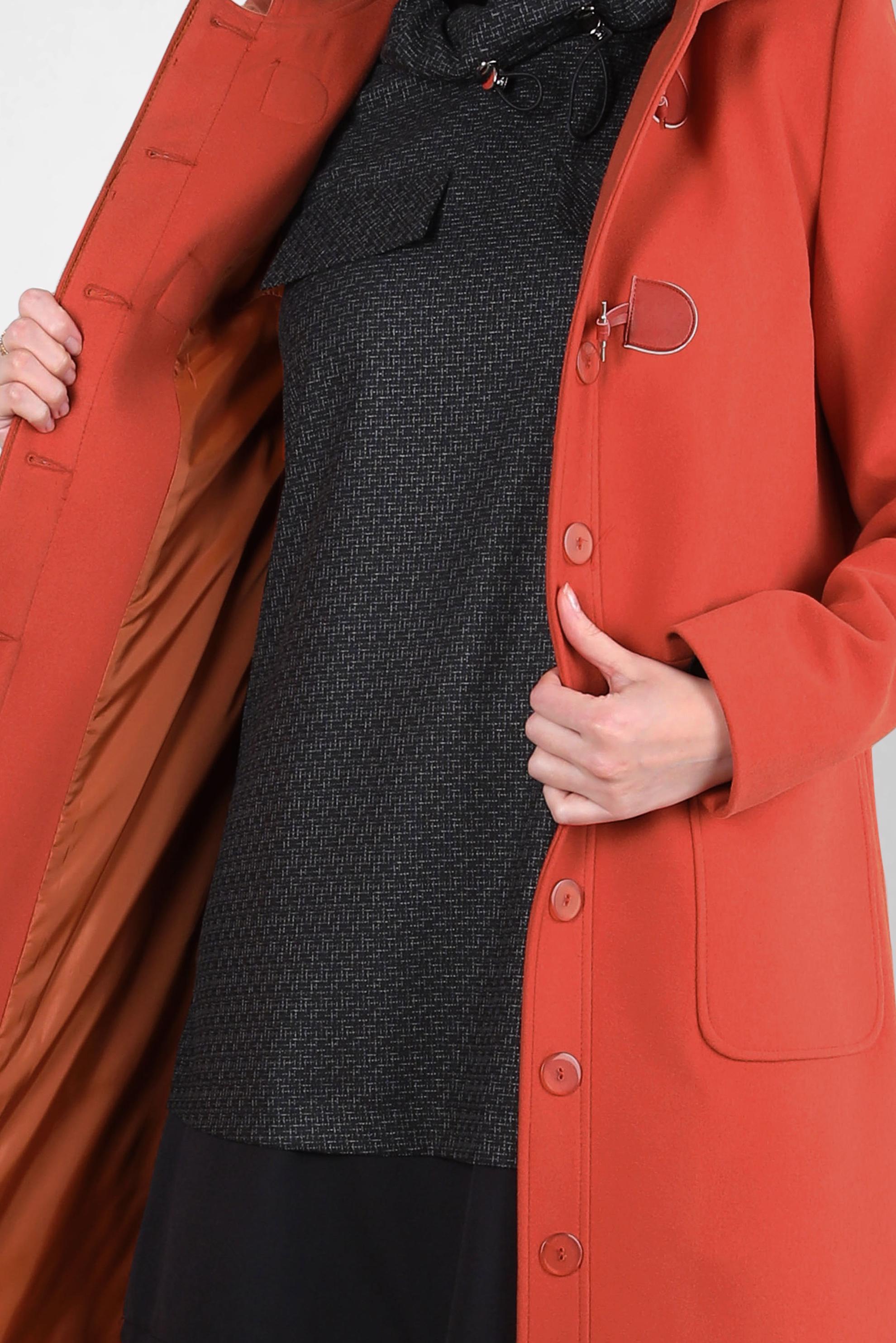 Tesettür giyim TURUNCU KAPÜŞONLU KABAN 90455