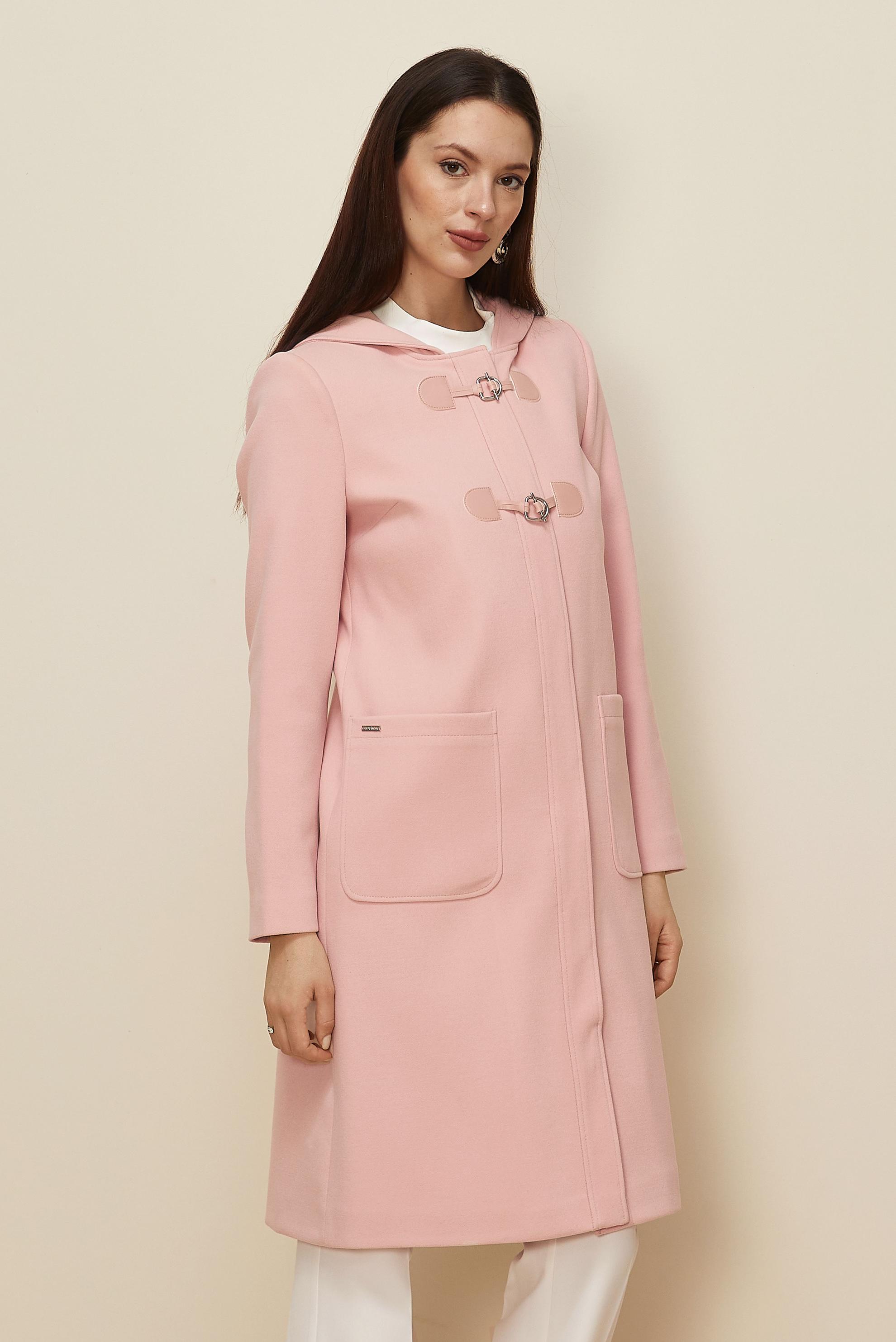 Tesettür giyim PUDRA KAPÜŞONLU KABAN 90455