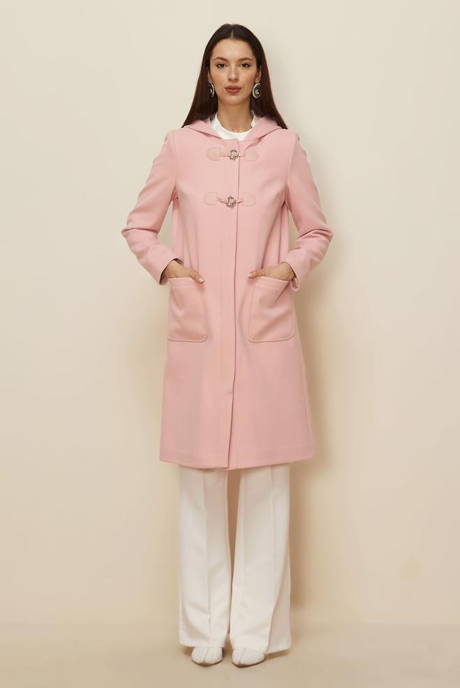 Tesettür giyim PUDRA KAPÜŞONLU KABAN 90455 - ALVİNA