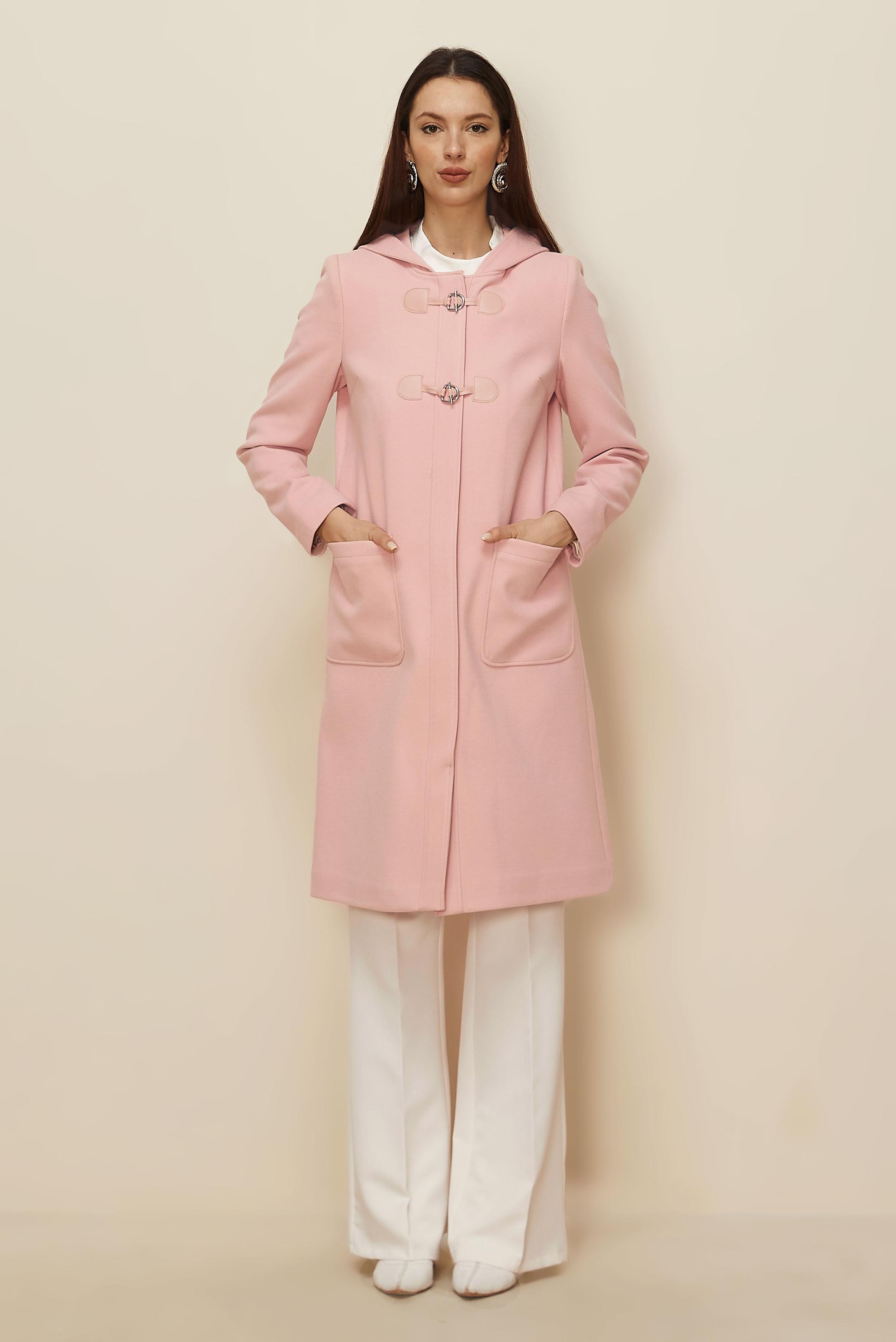 Tesettür giyim PUDRA KAPÜŞONLU KABAN 90455