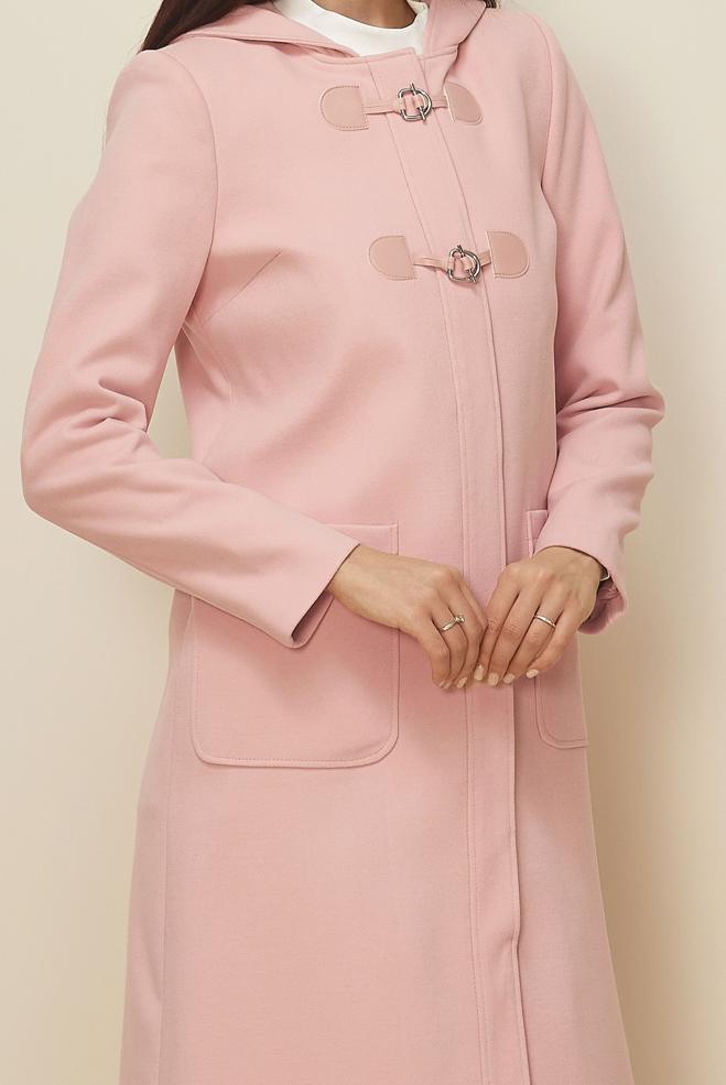 Tesettür giyim PUDRA KAPÜŞONLU KABAN 90455 - ALVİNA