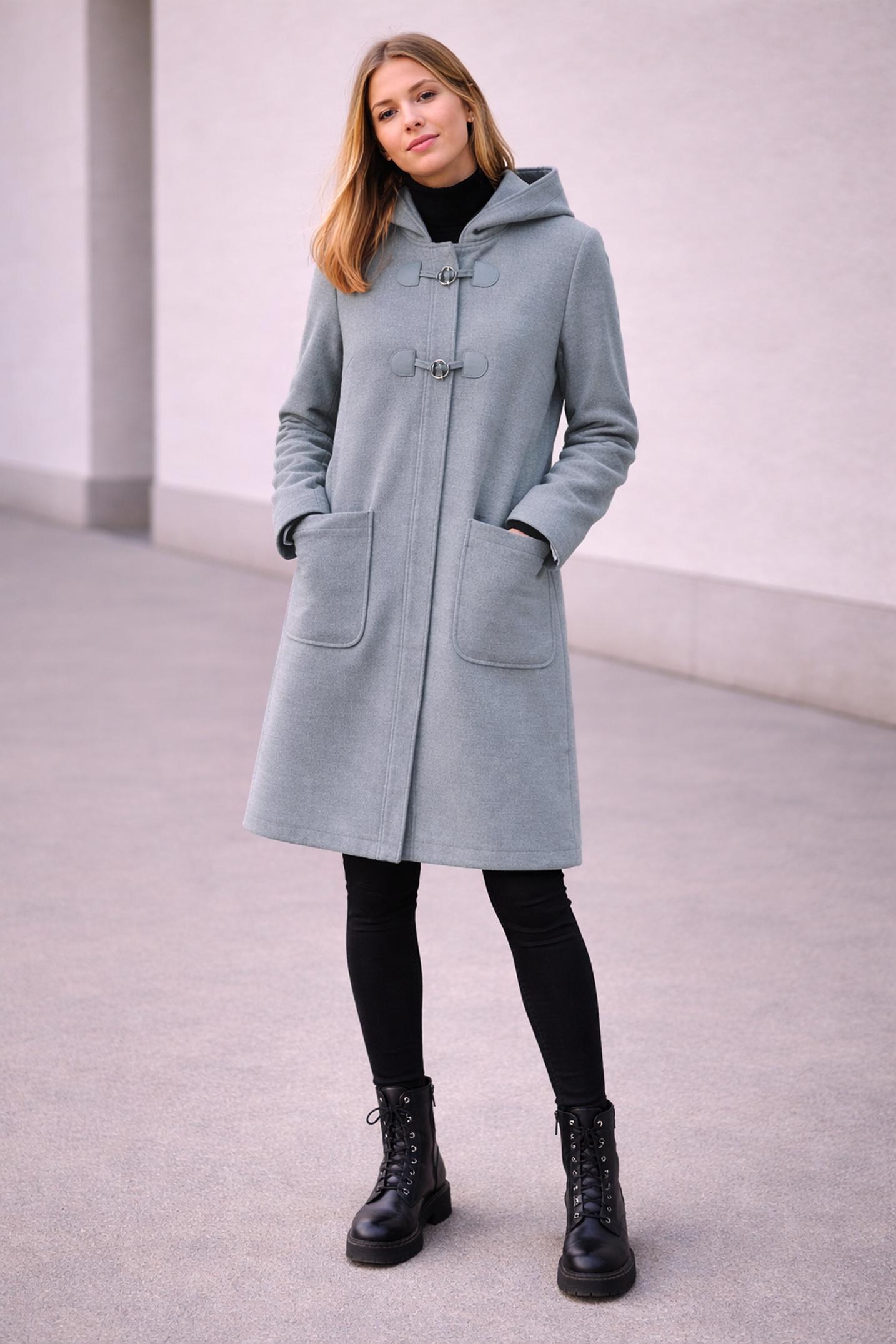 Hijab clothing GREY HOODED COAT 90455