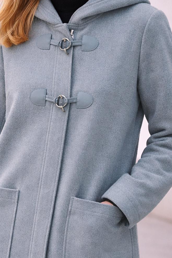 Hijab clothing GREY HOODED COAT 90455 - ALVİNA