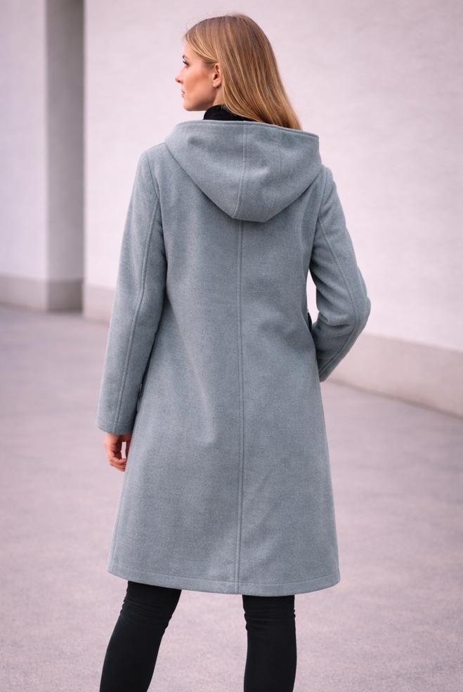 Hijab clothing GREY HOODED COAT 90455 - ALVİNA