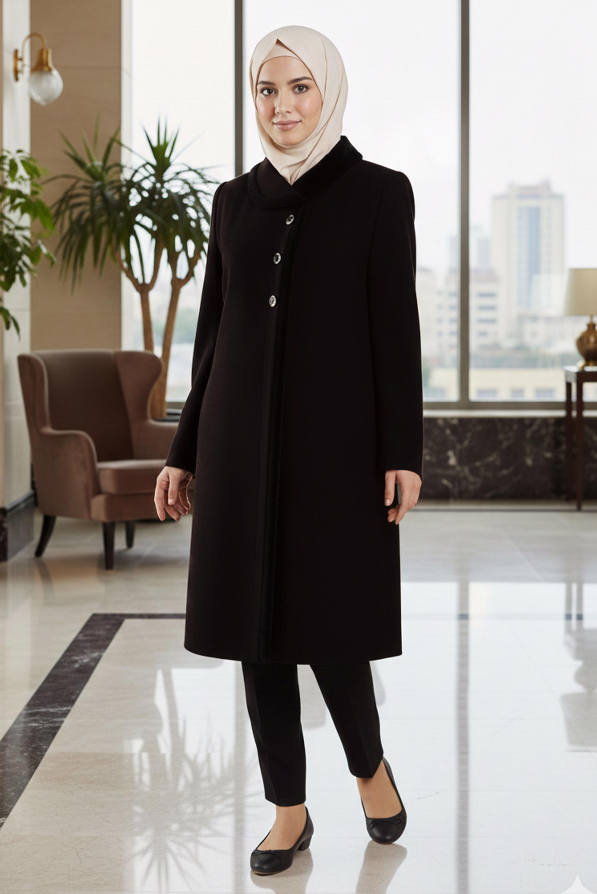 Hijab clothing BLACK PLUS SIZE COAT 90460