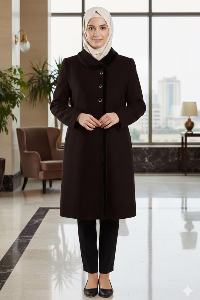 Hijab clothing BROWN PLUS SIZE COAT 90460 - ALVİNA