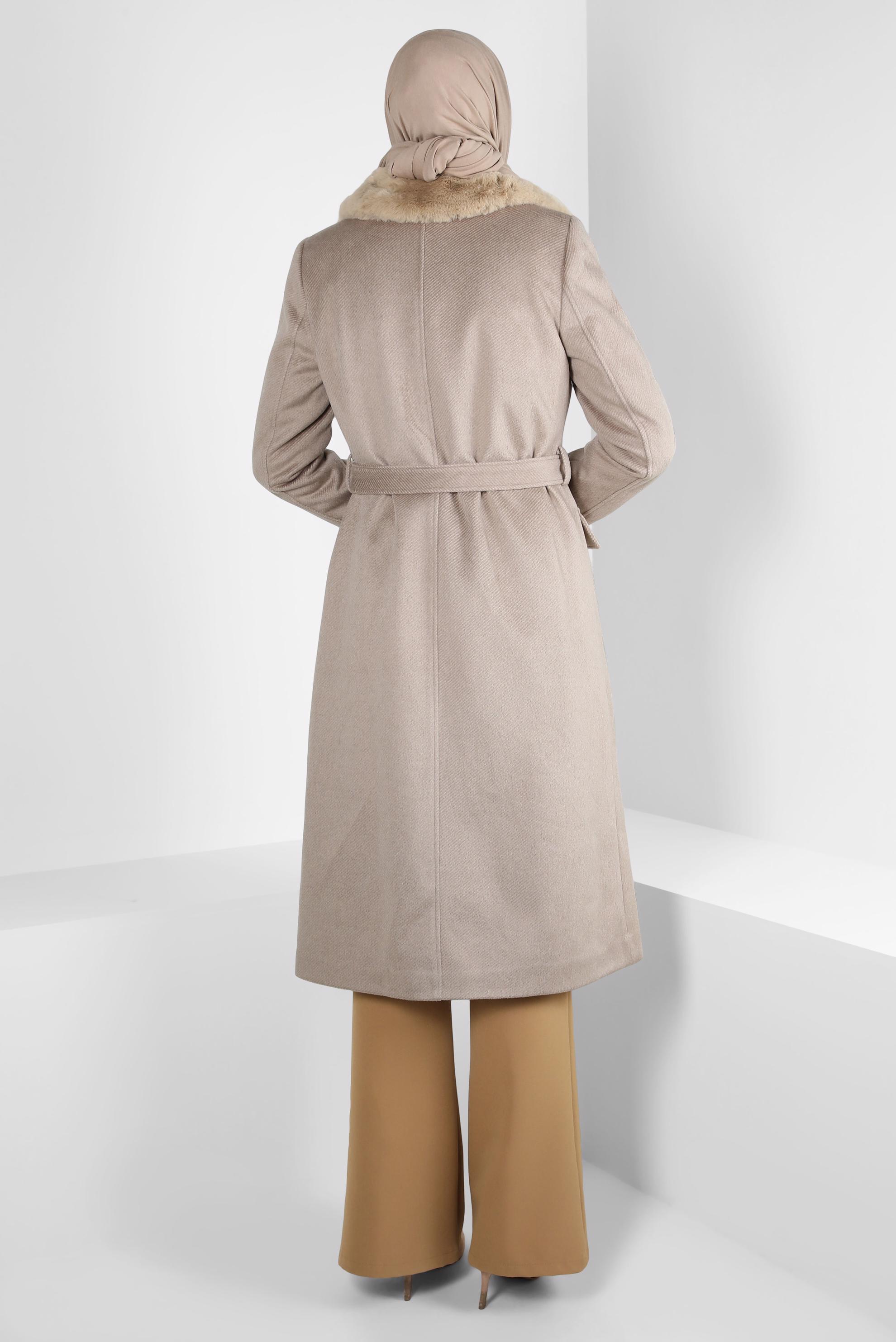 Tesettür giyim KUM KUŞAKLI KABAN 90463