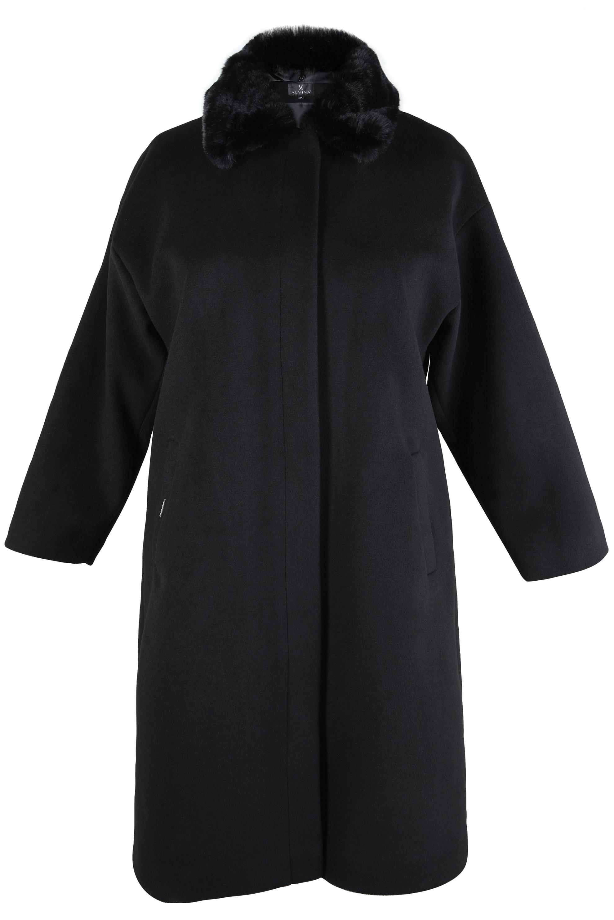 Hijab clothing BLACK COAT WITH FUR DETAIL 90464