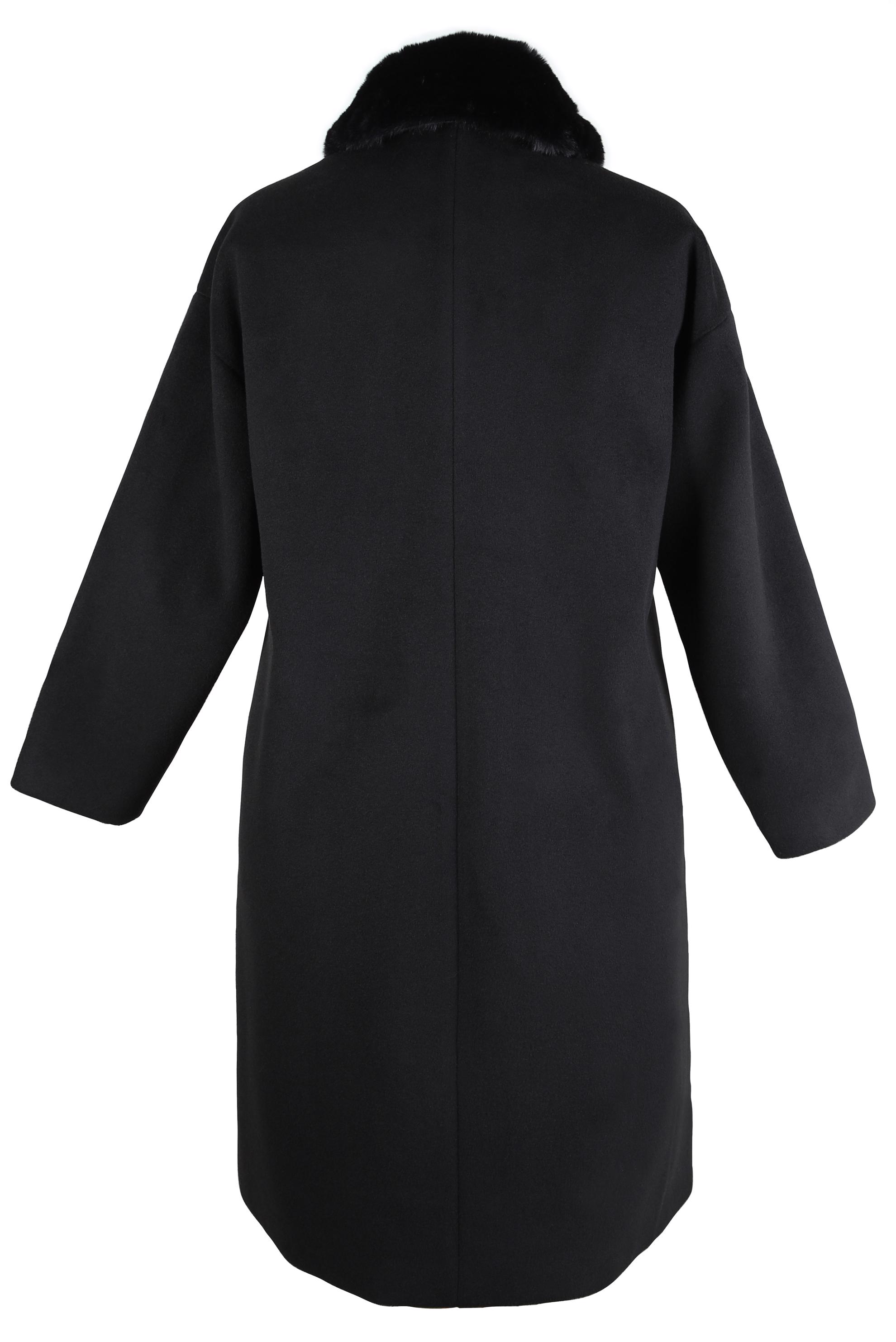 Hijab clothing BLACK COAT WITH FUR DETAIL 90464