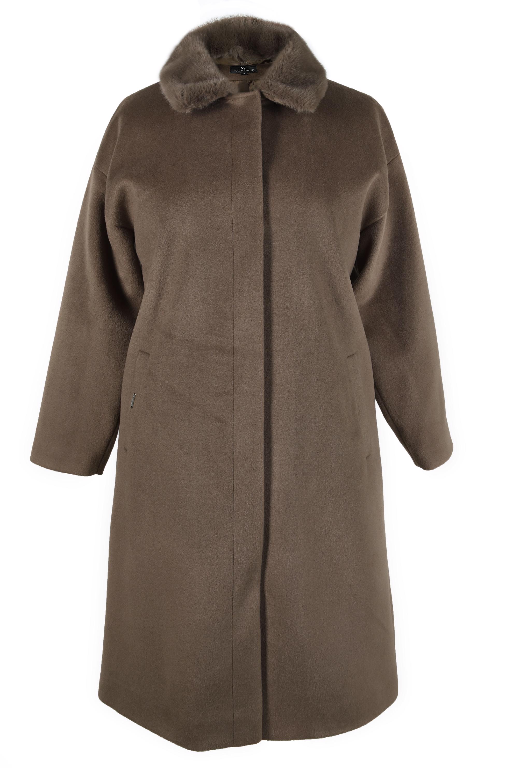 Vêtements hijab BRUN CABAN AVEC DÉTAIL FOURRURE 90464