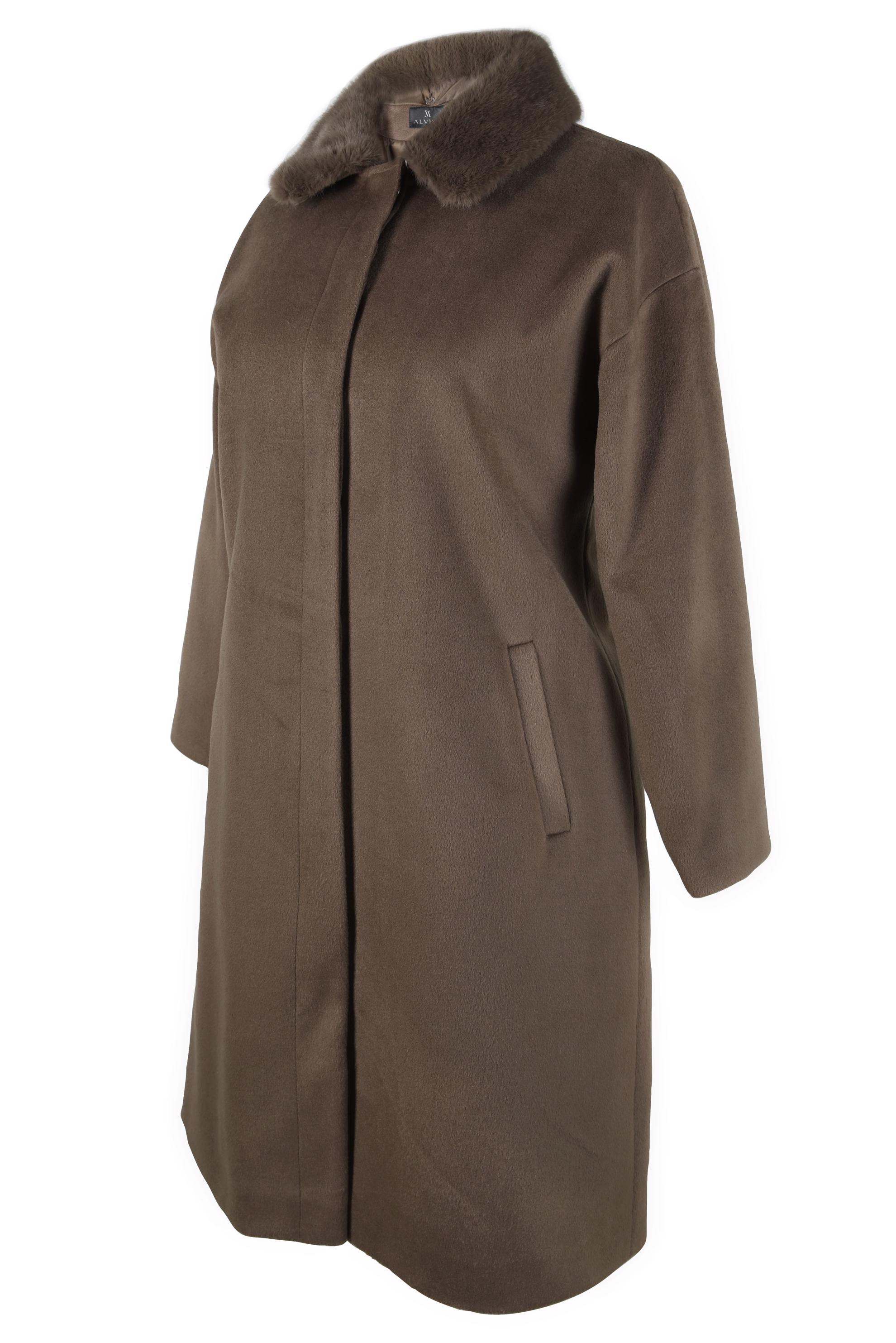 Vêtements hijab BRUN CABAN AVEC DÉTAIL FOURRURE 90464